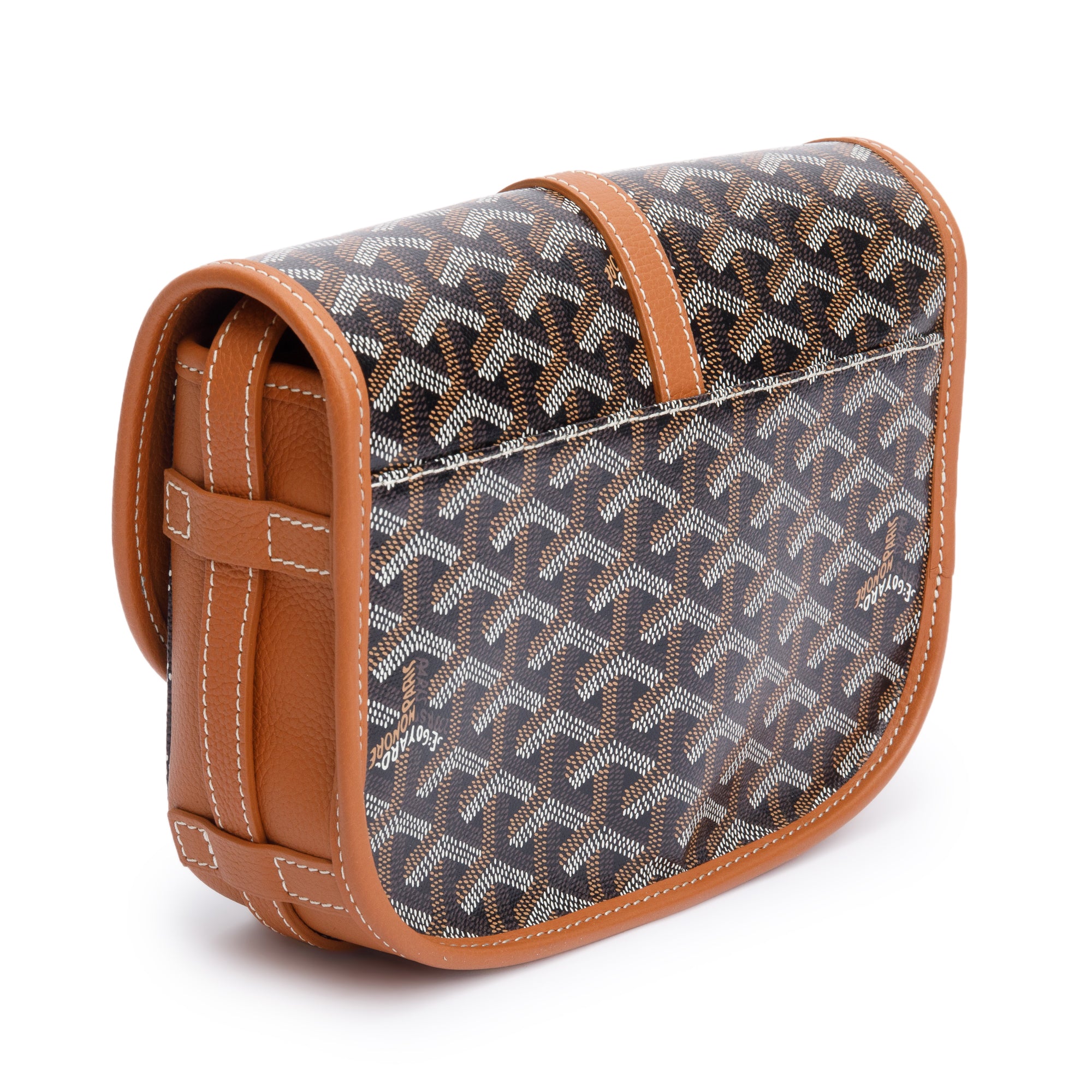 Goyard 2023 Brown Leather & Monogram Canvas Belvedere II PM Crossbody Bag
