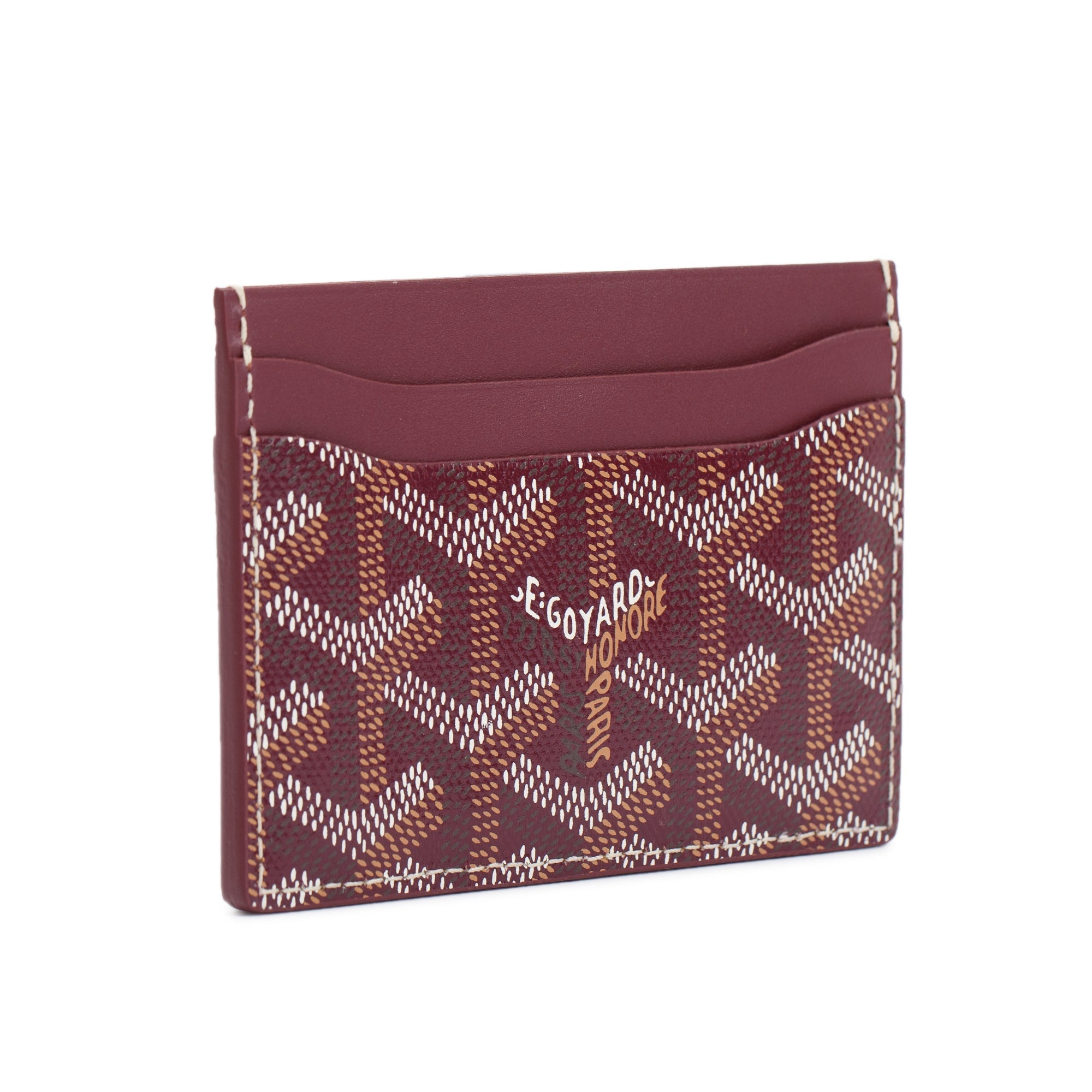 Goyard 2023 Burgundy Leather & Coated Canvas Saint Sulpice Card Holder w/ Box & Receipt