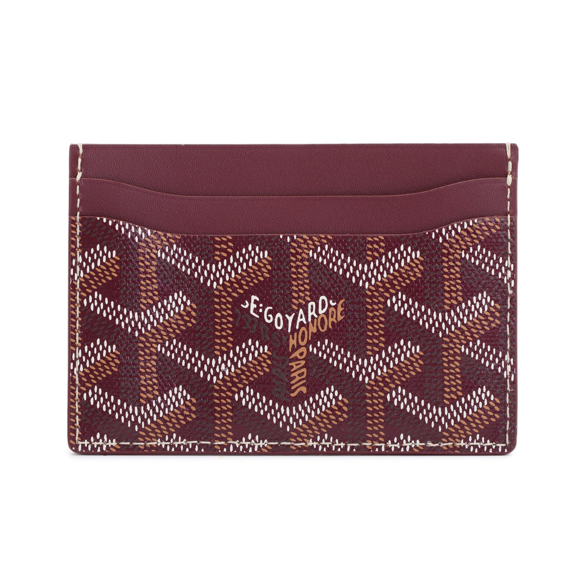Goyard 2023 Burgundy Leather & Coated Canvas Saint Sulpice Card Holder w/ Box & Receipt