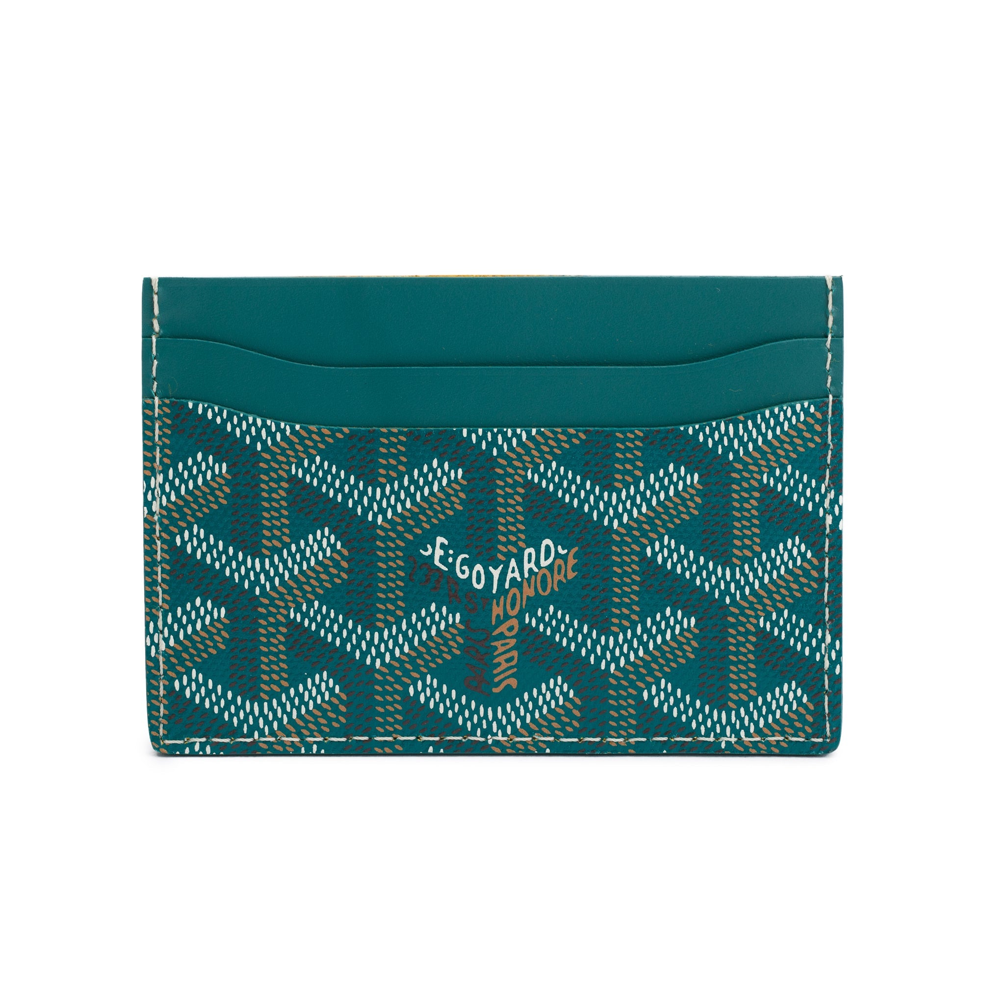 Goyard 2023 Green Leather & Coated Canvas Saint Sulpice Card Holder w/ Box