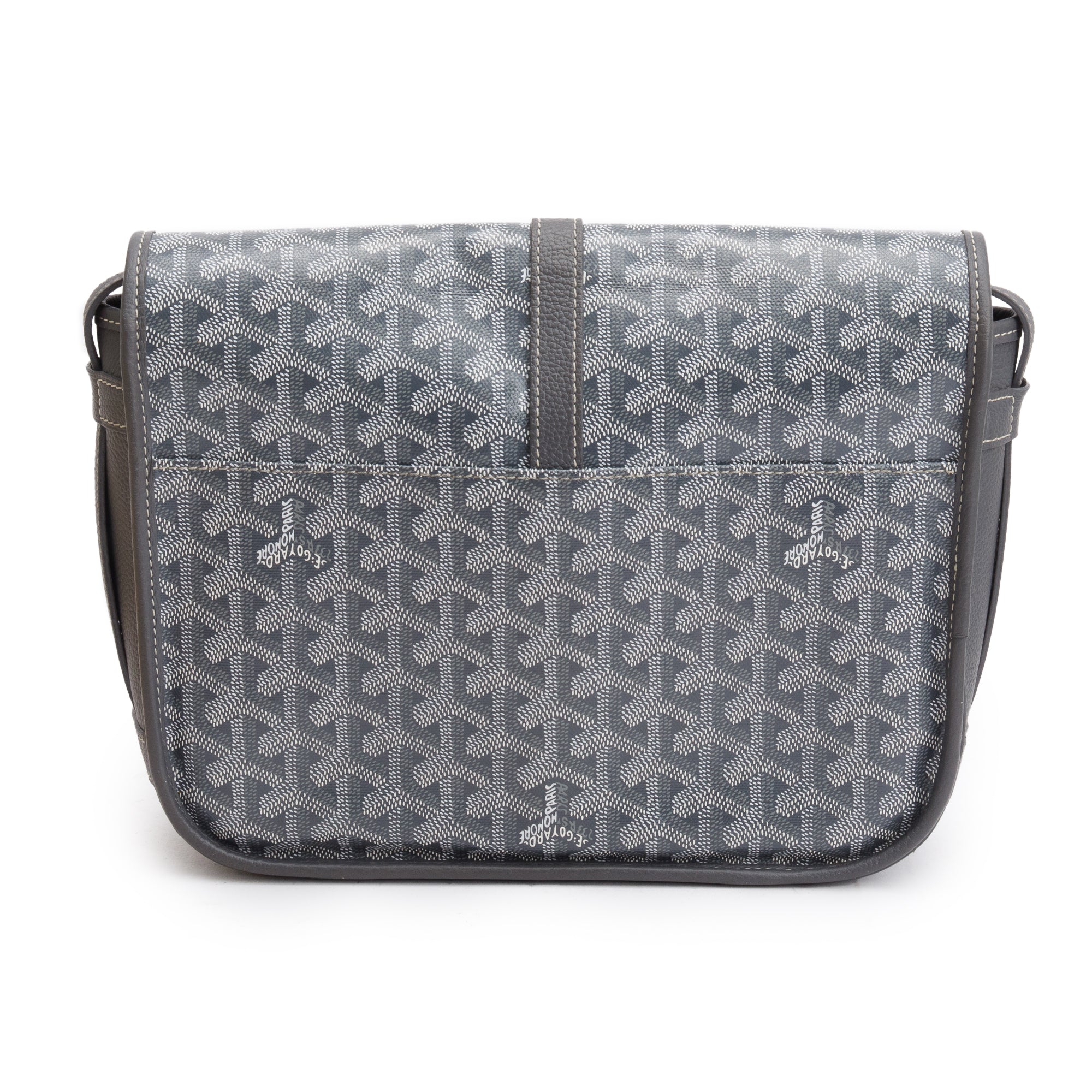 Goyard 2023 Grey Leather & Monogram Canvas Belvedere II MM Crossbody Bag