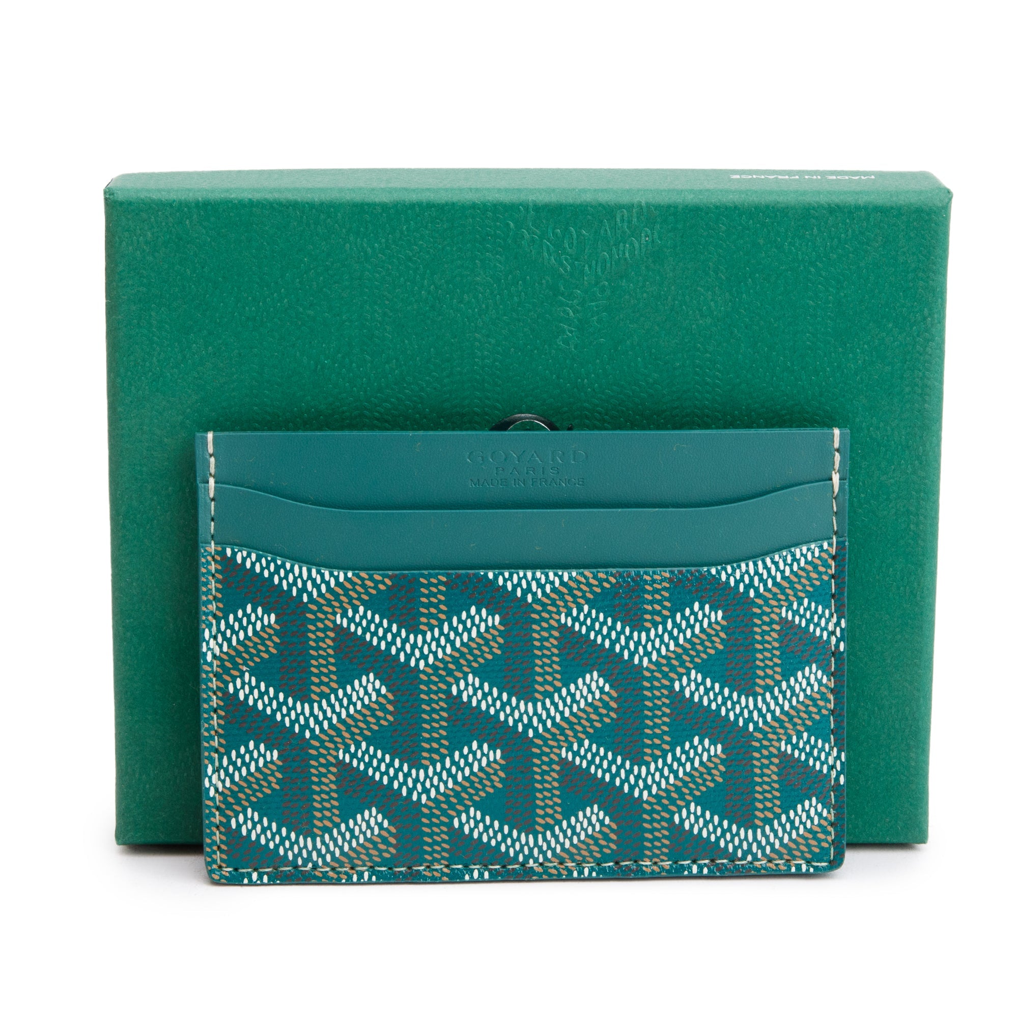 Goyard 2024 Green Leather & Coated Canvas Saint Sulpice Card Holder w/ Box