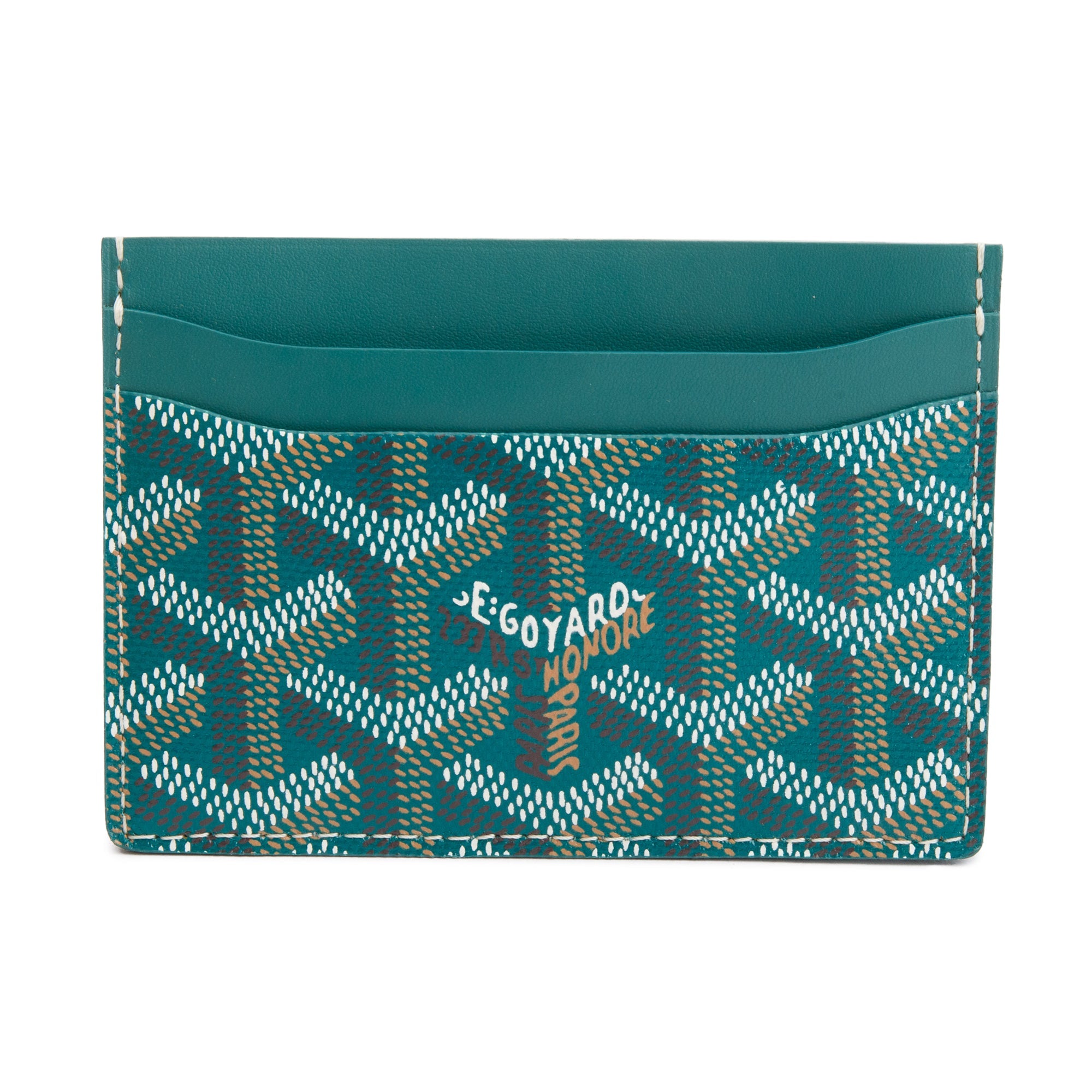 Goyard 2024 Green Leather & Coated Canvas Saint Sulpice Card Holder w/ Box