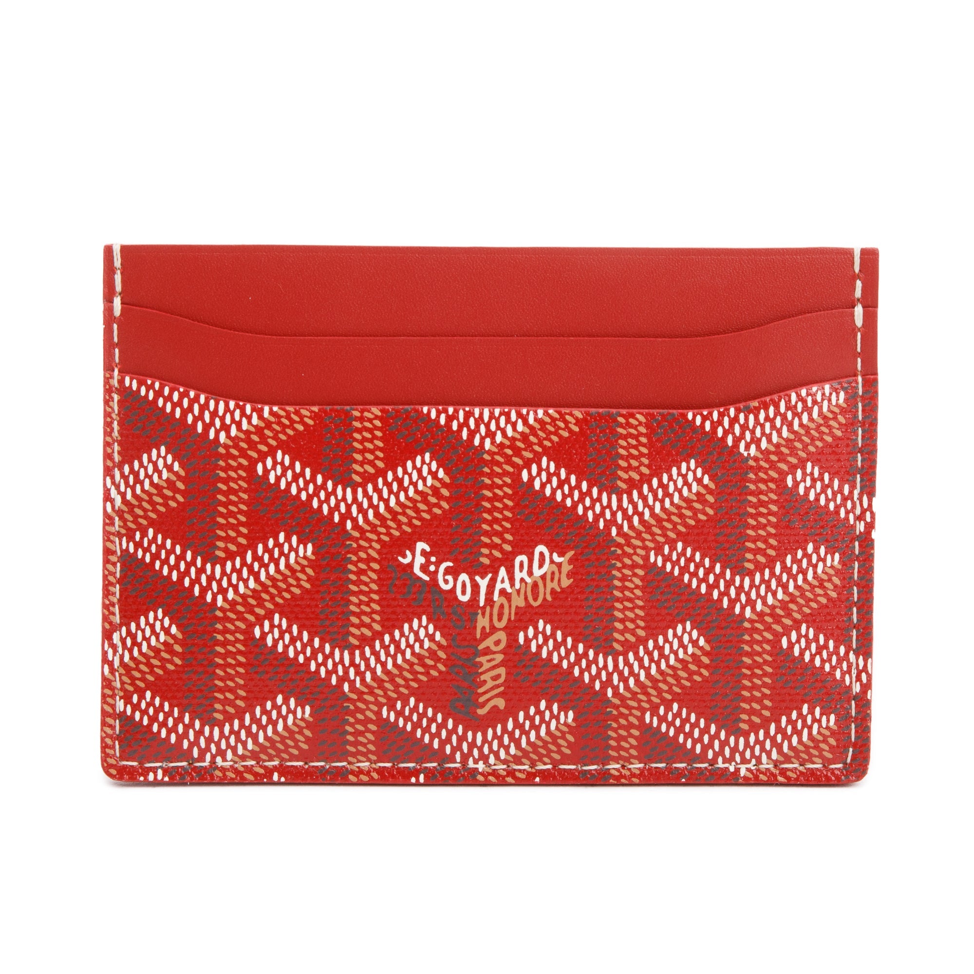 Goyard 2024 Red Leather & Coated Canvas Saint Sulpice Card Holder w/ Box