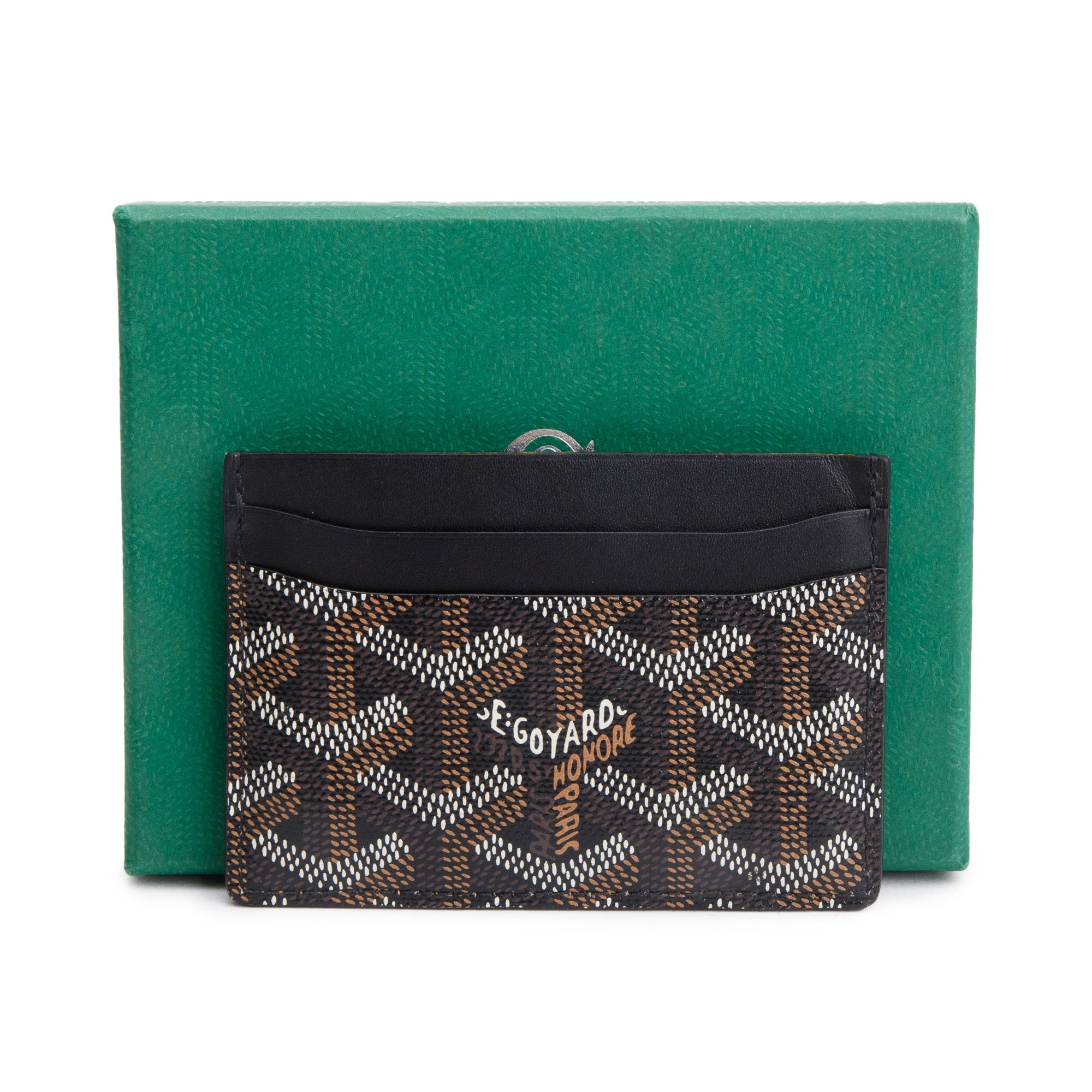 Goyard Black Leather & Coated Canvas Saint Sulpice Card Holder w/ Box