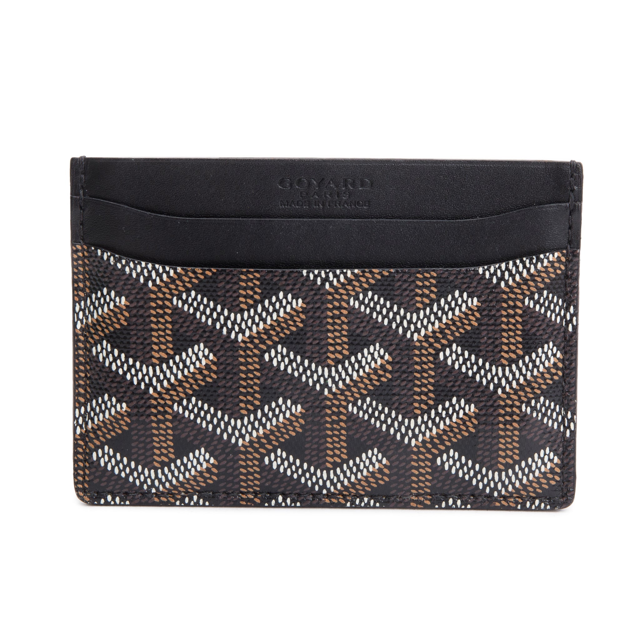 Goyard Black Leather & Coated Canvas Saint Sulpice Card Holder w/ Box