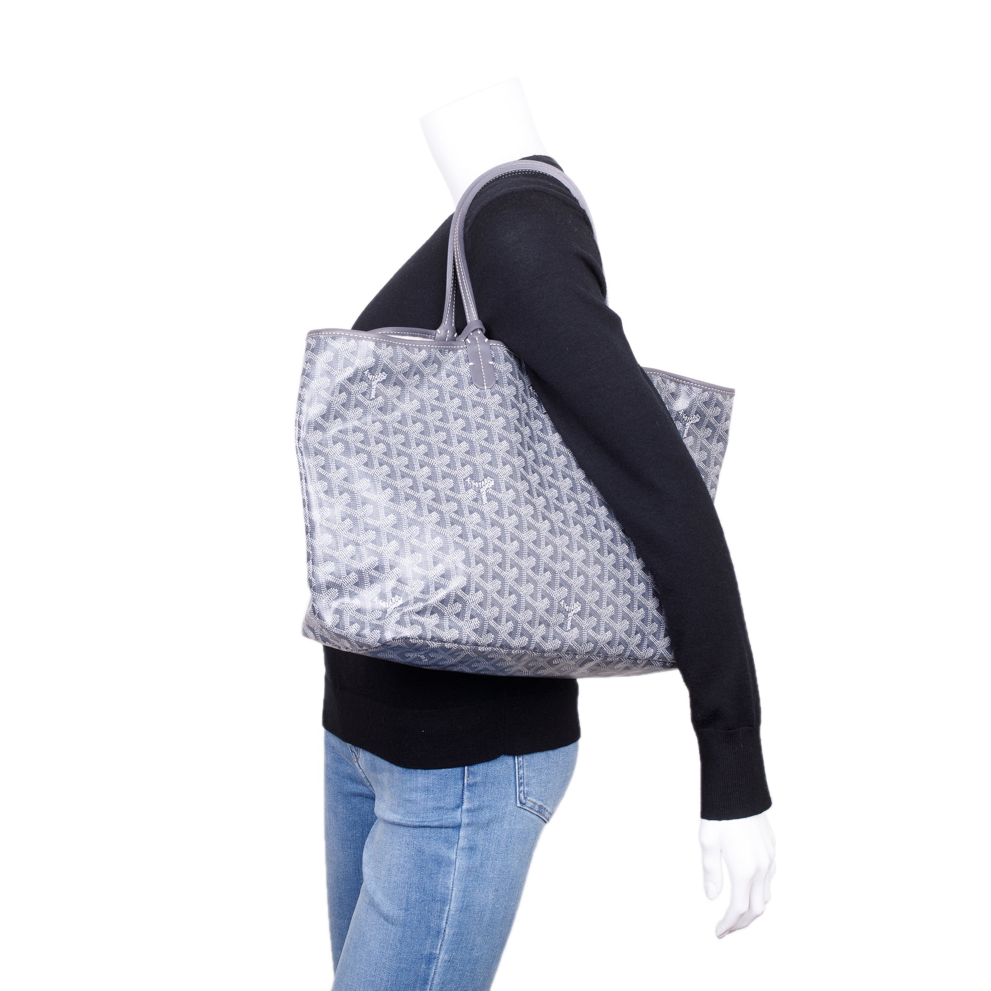 Goyard Grey Goyardine Saint Louis Tote PM w/ Pouch