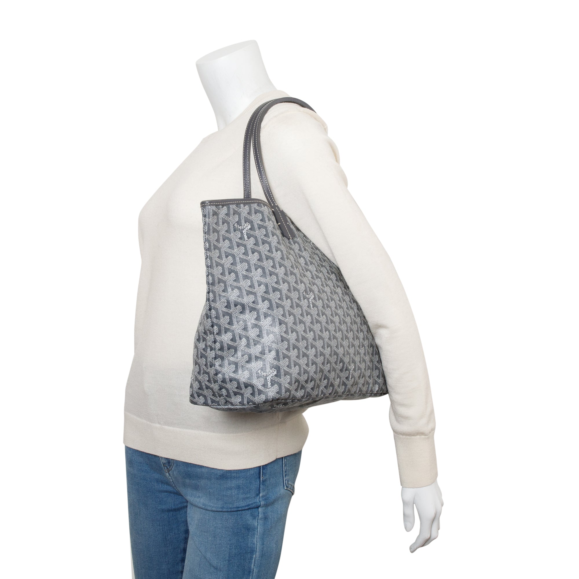 Goyard Grey Monogram Canvas Saint Louis Tote PM w/ Pouch