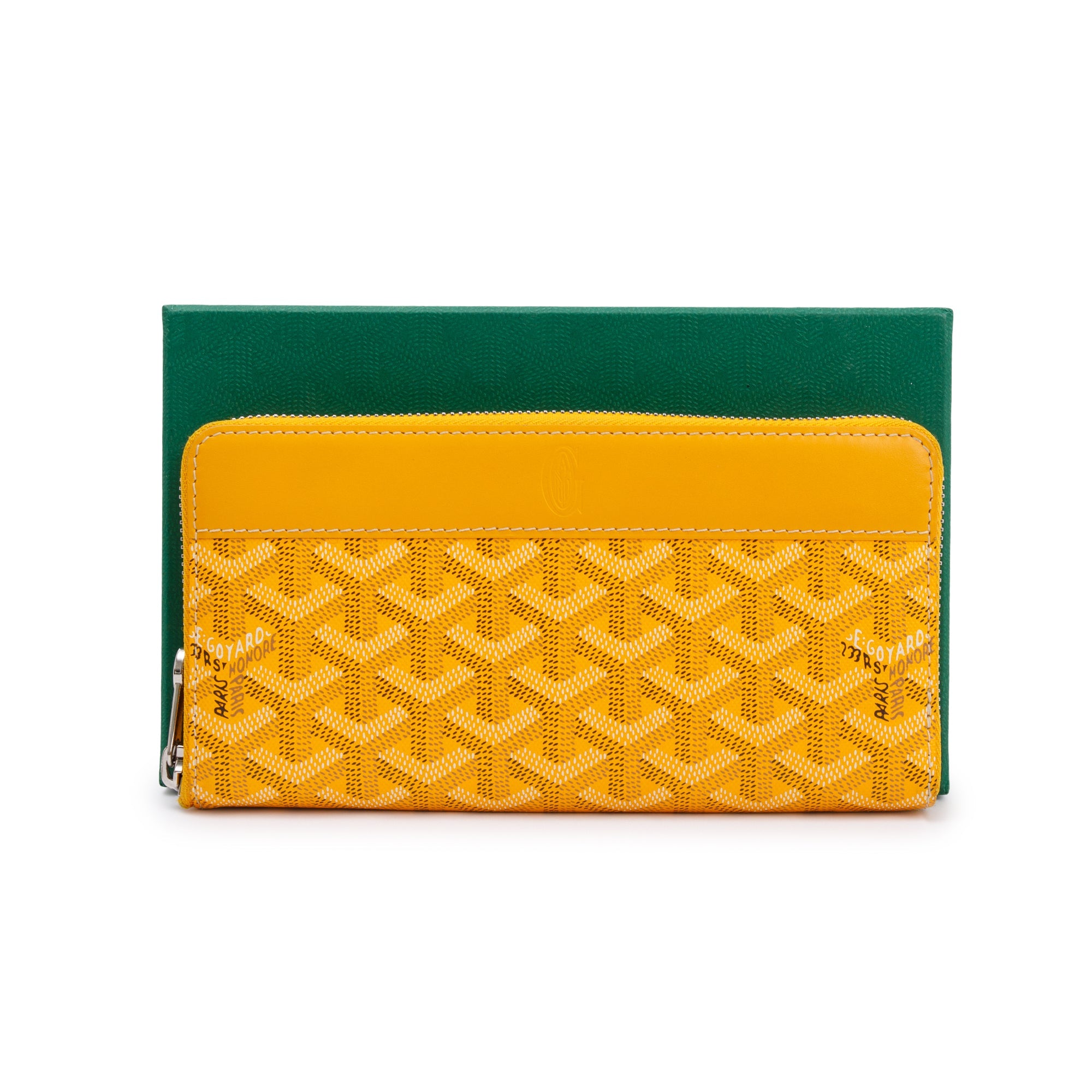Goyard Yellow Goyardine Matignon GM Zippy Wallet w/ Box