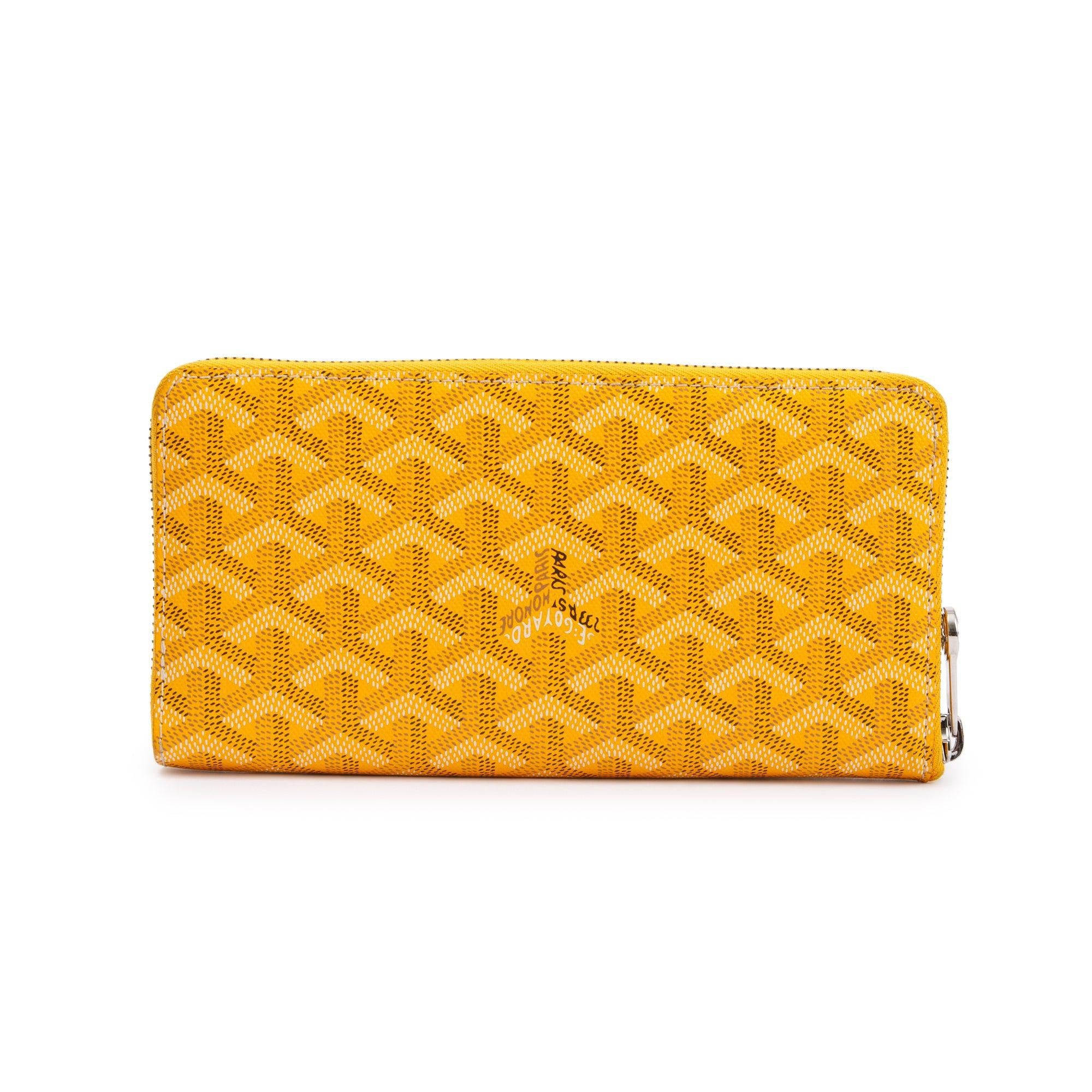Goyard Yellow Goyardine Matignon GM Zippy Wallet w/ Box