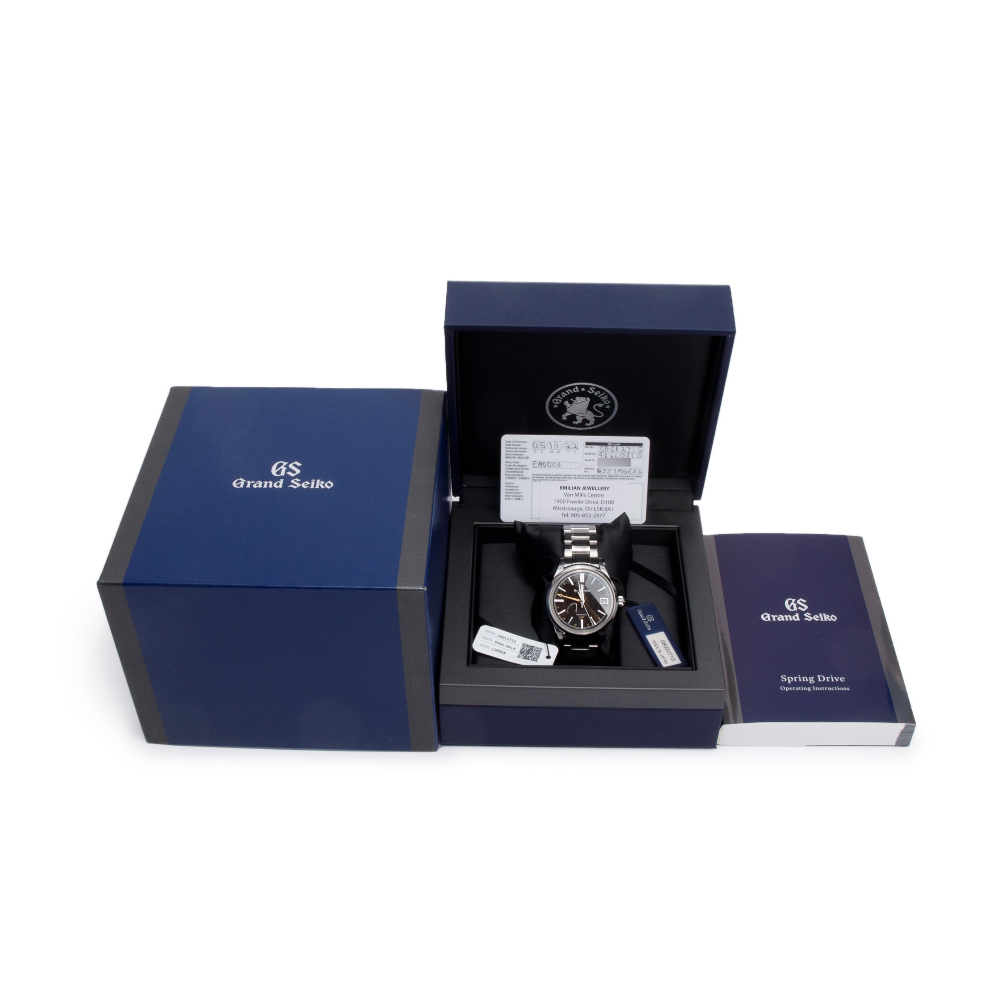 Grand Seiko 2022 Stainless Steel Spring Drive 40 MM GMT Automatic Watch w/ Box & Papers