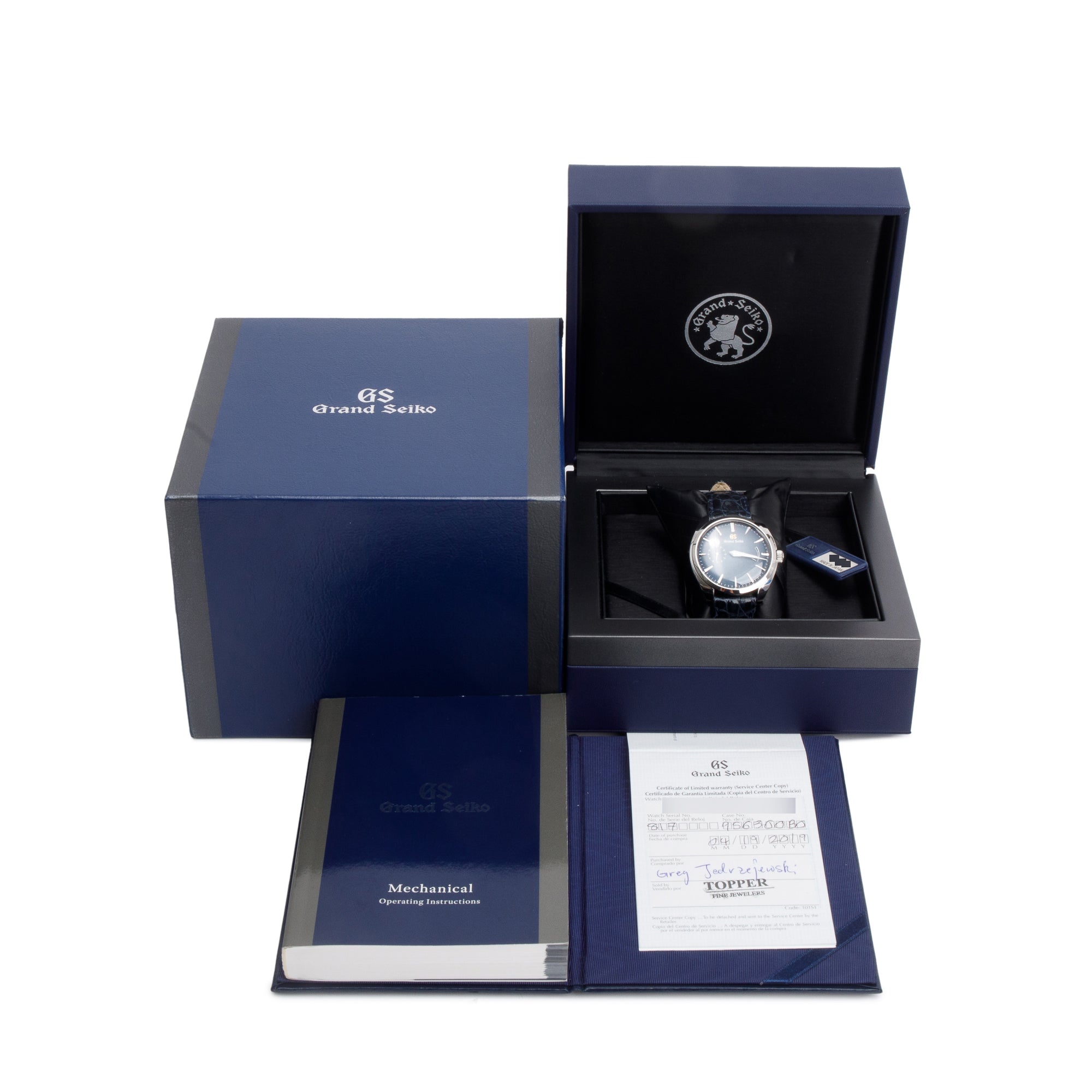 Grand Seiko Limited Edition Stainless Steel Elegance Collection 39 mm Manual Wind Watch Blue Dial w/ Box & Papers