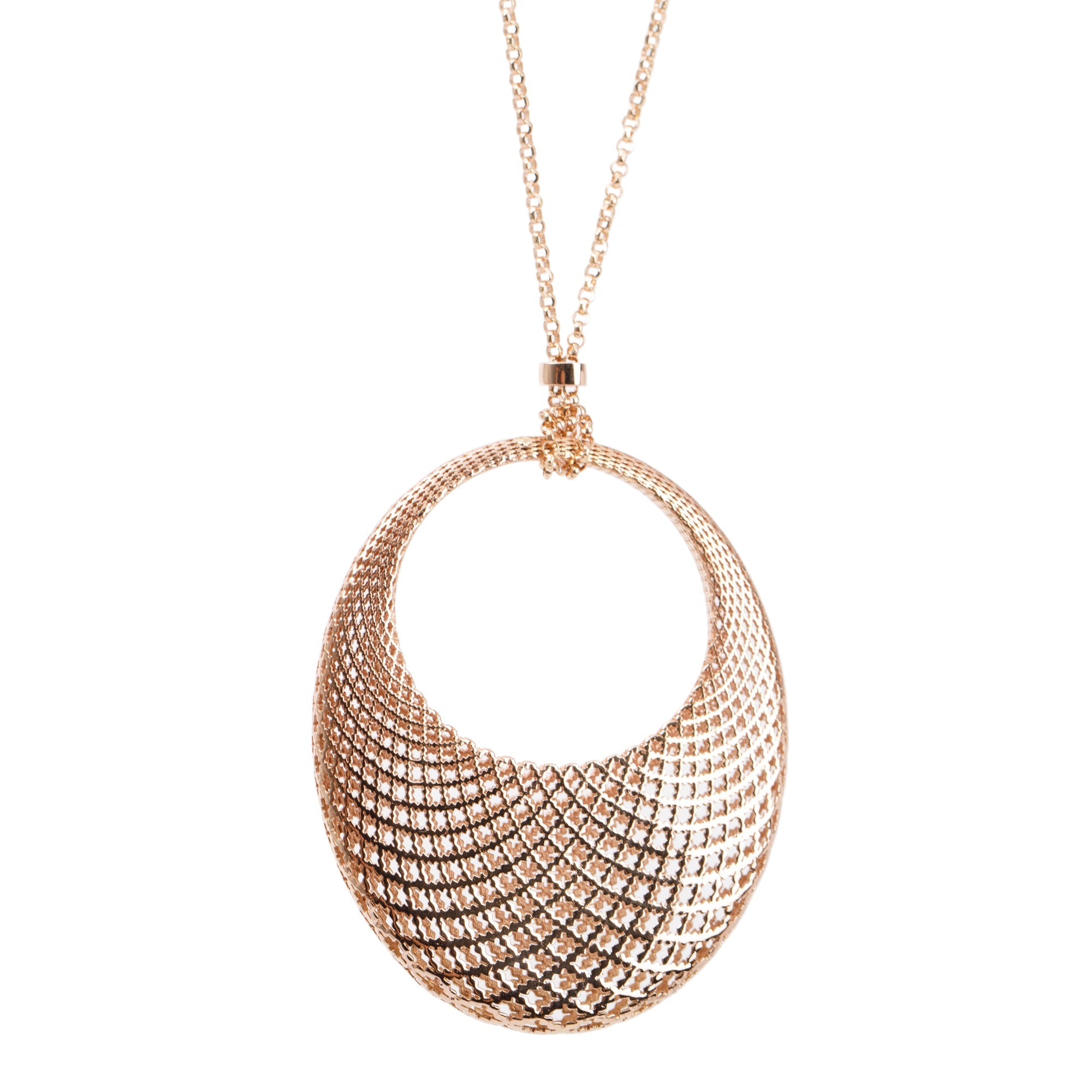 Gucci 18k Rose Gold Diamantissima Oval Pendant Necklace w/ Box