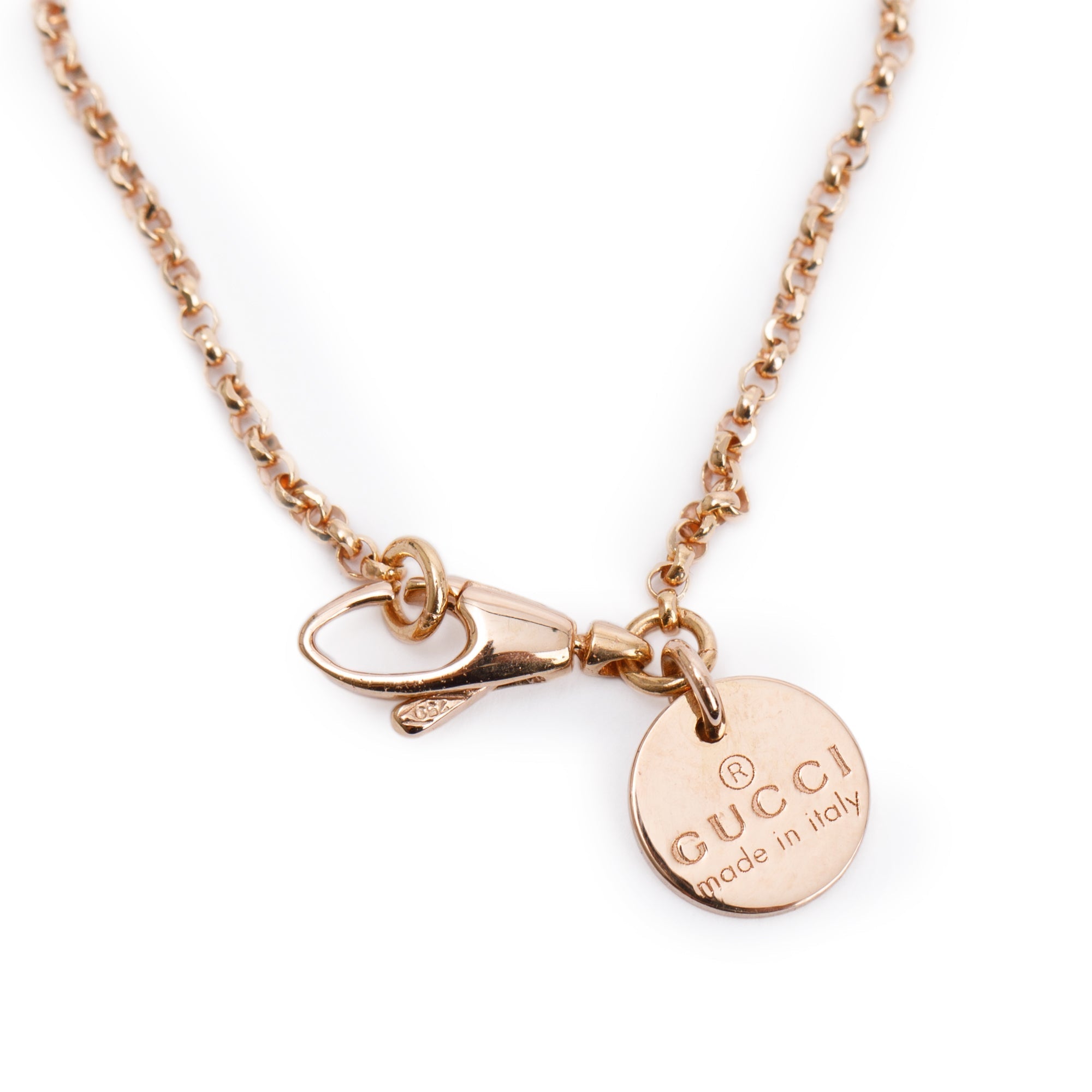 Gucci 18k Rose Gold Diamantissima Oval Pendant Necklace w/ Box