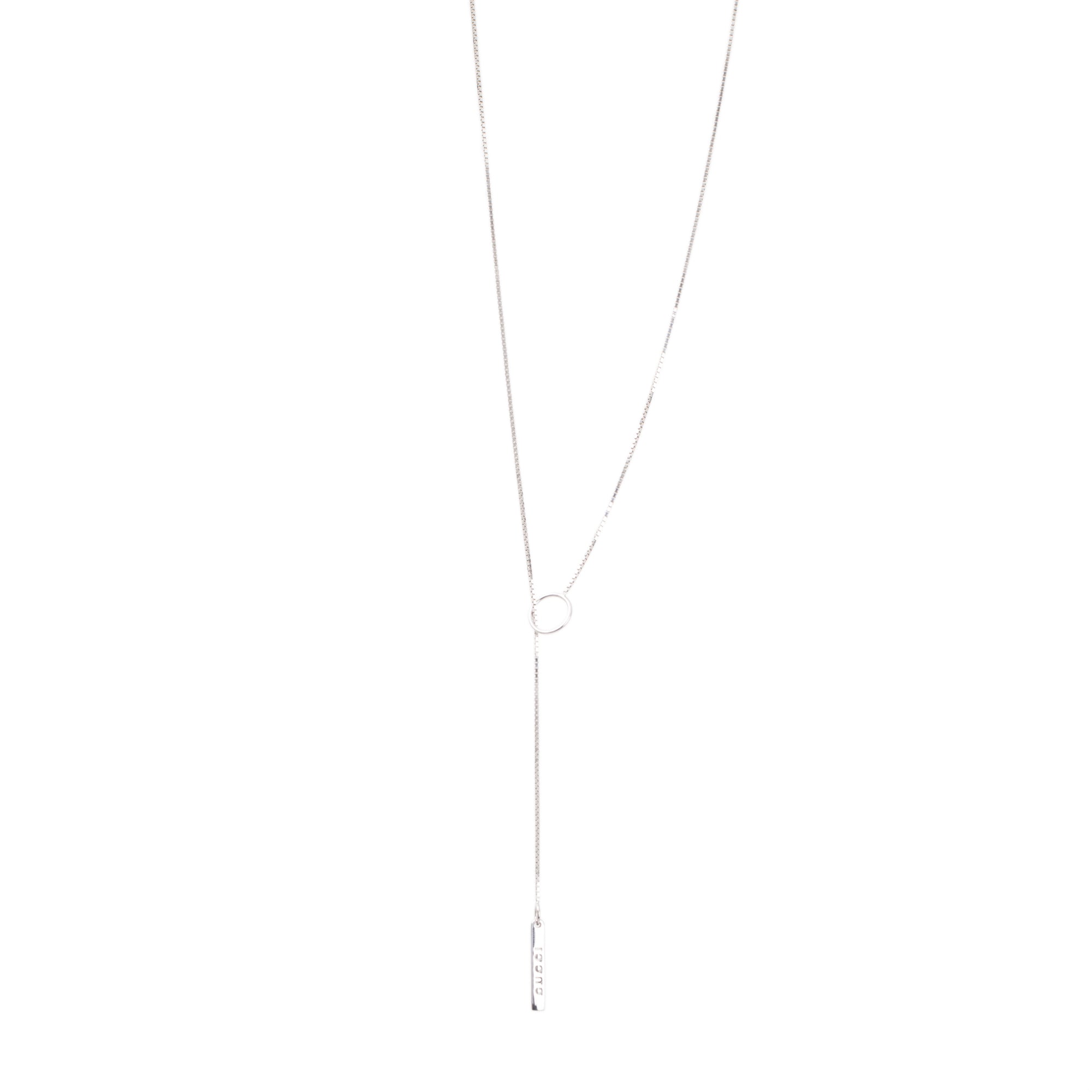 Gucci 18k White Gold 20 mm Logo Lariat Necklace