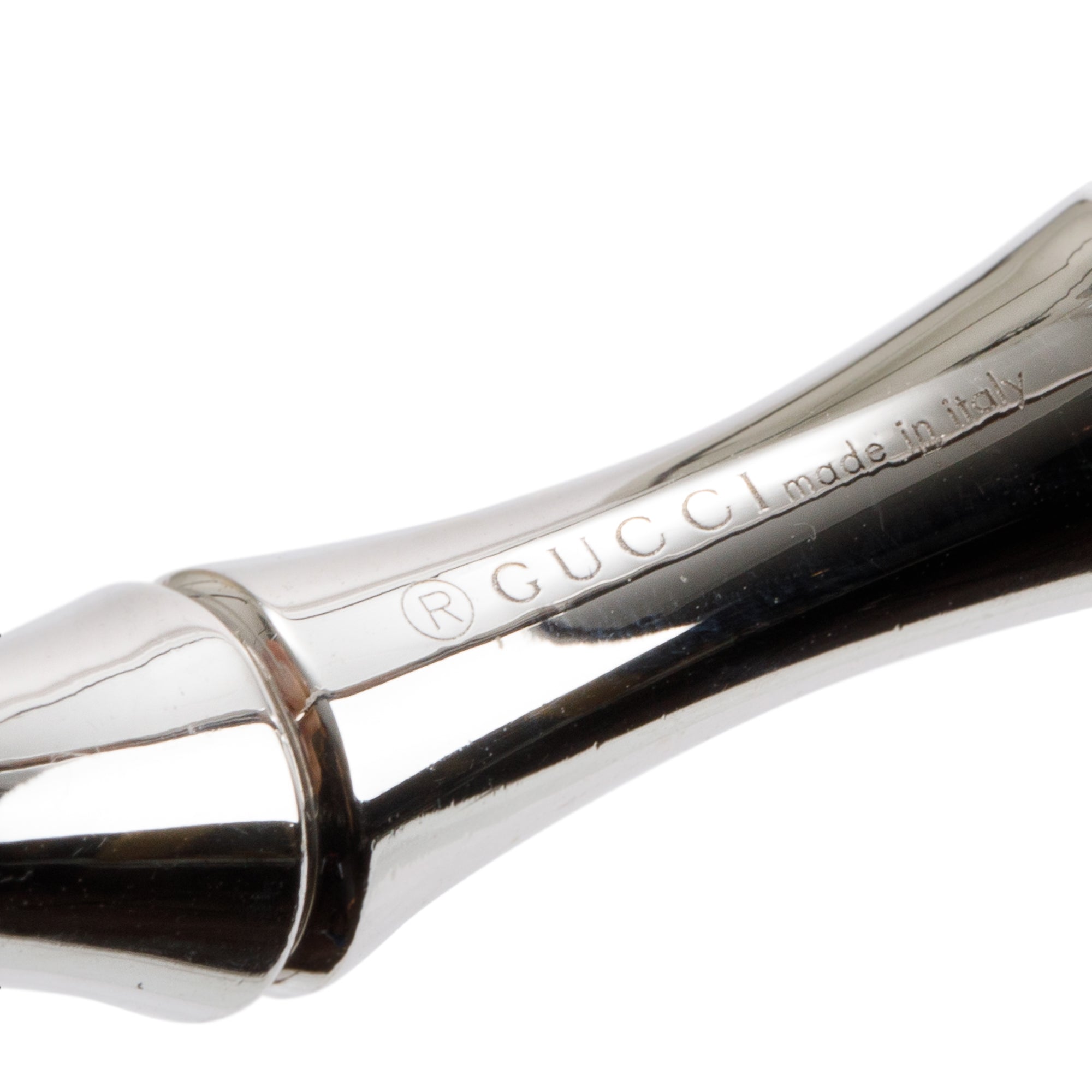 Gucci 18k White Gold Bamboo Bangle Bracelet