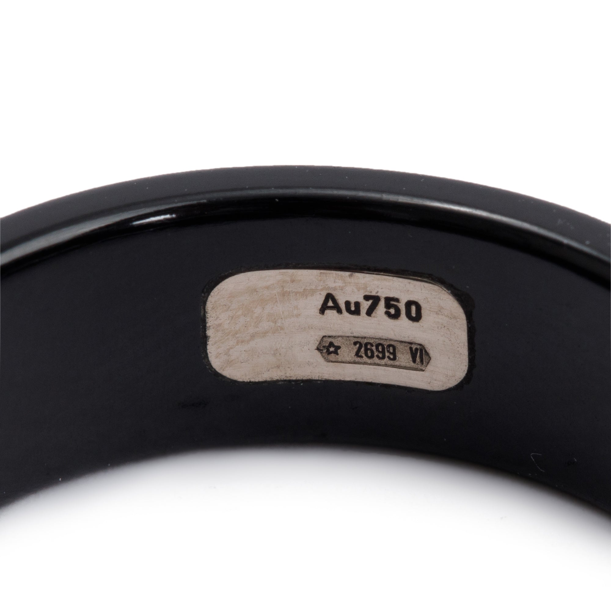 Gucci 18k White Gold & Black Corundum 7 MM Icon Band Ring, Size 11 w/ Box