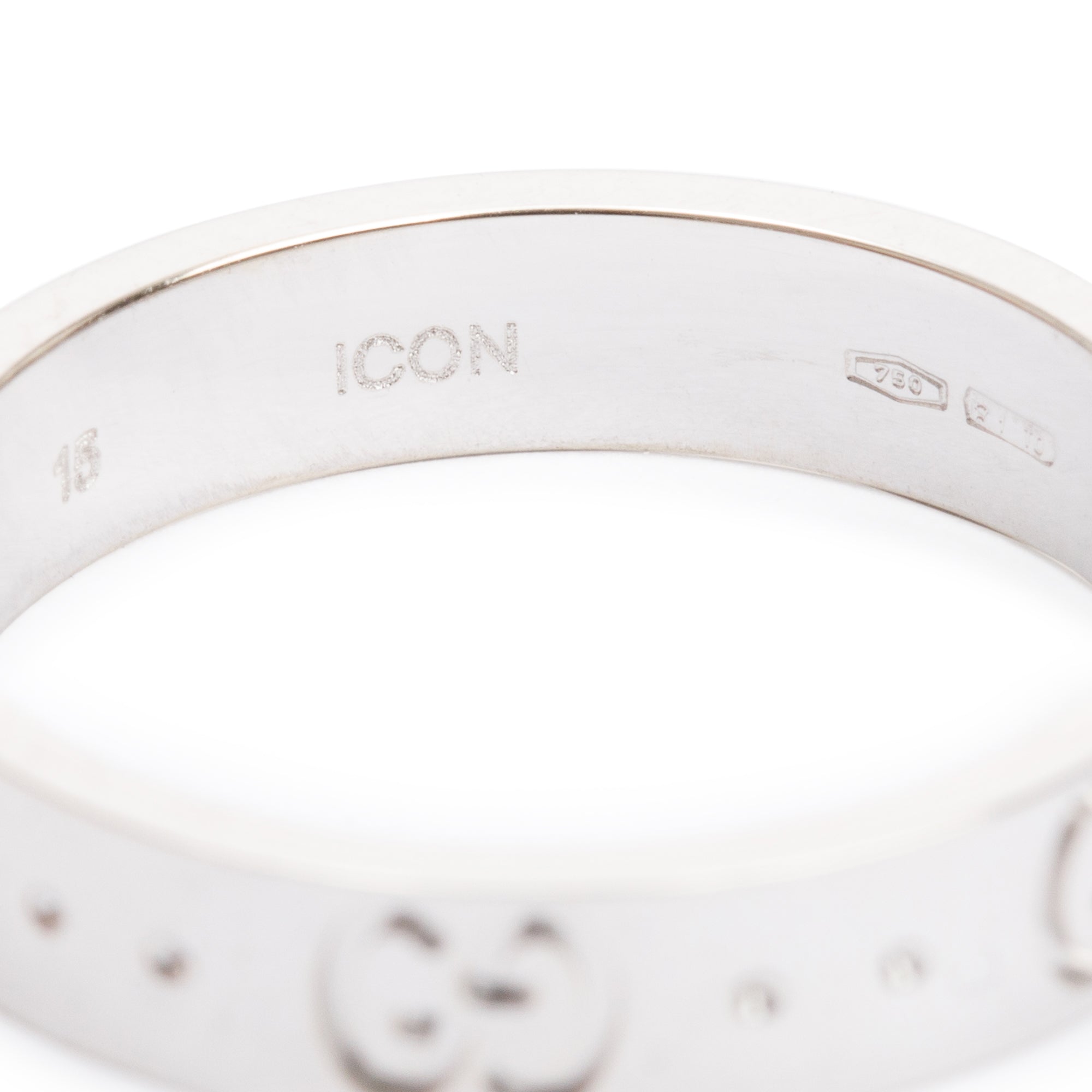 Gucci 18k White Gold Icon Thin Band 4 MM Ring, Size 15 7 w/ Box