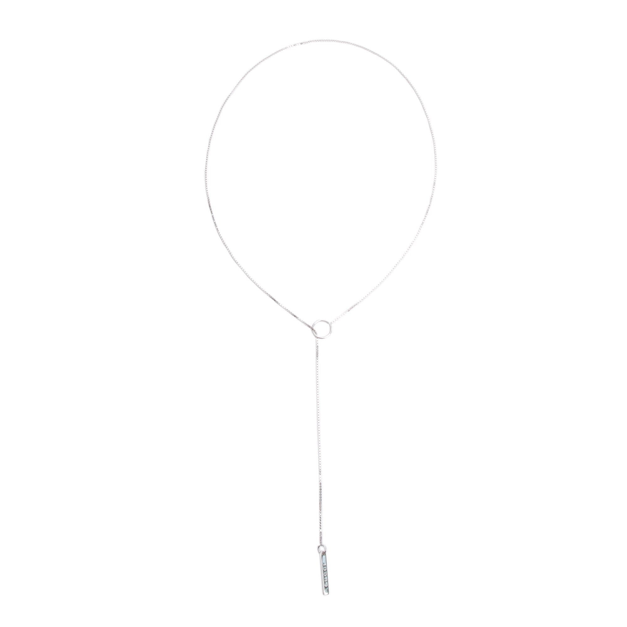 Gucci 18k White Gold Logo Lariat Necklace