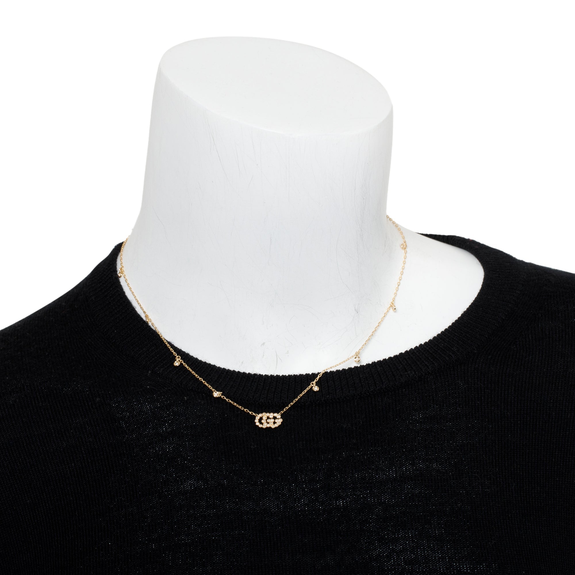 Gucci 18k Yellow Gold Diamond GG Running Necklace w/ Box