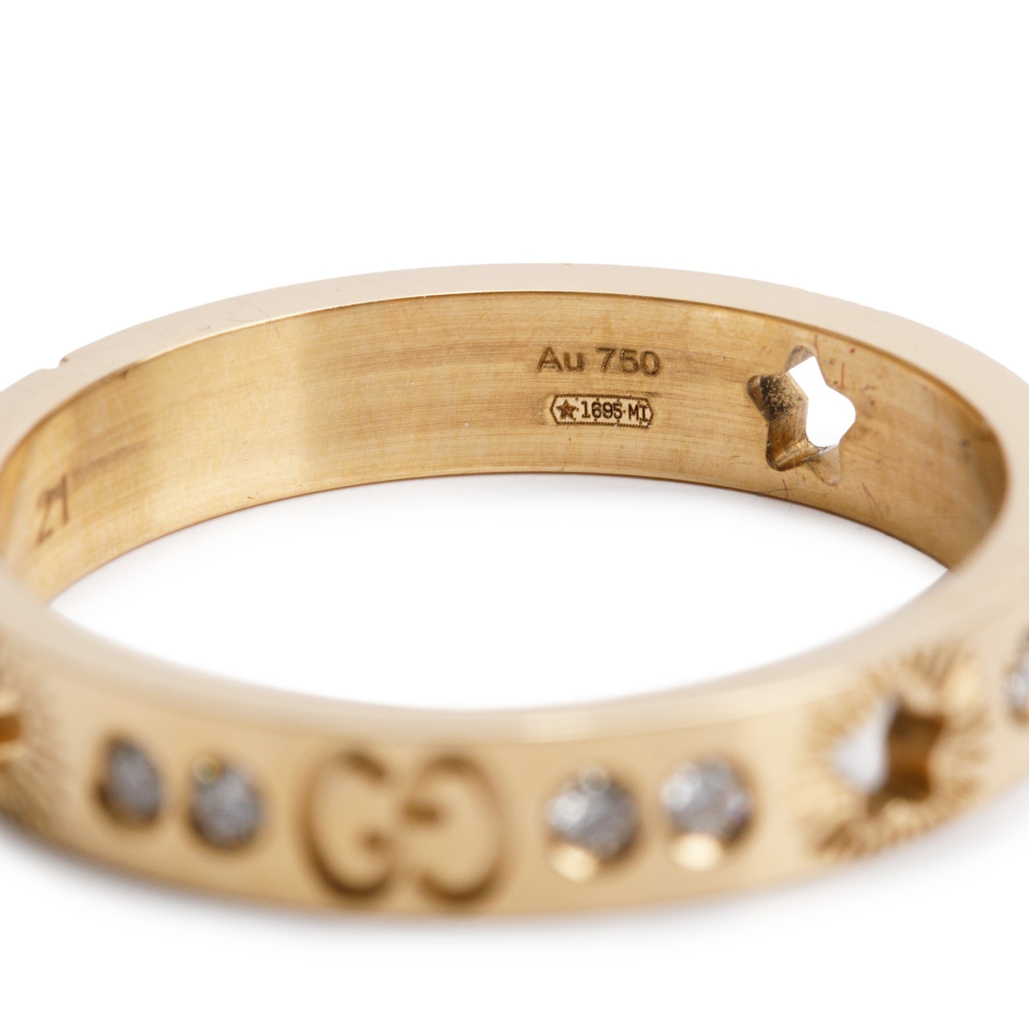 Gucci 18k Yellow Gold Diamond Icon Star Ring, Size 21 9.5 w/ Box