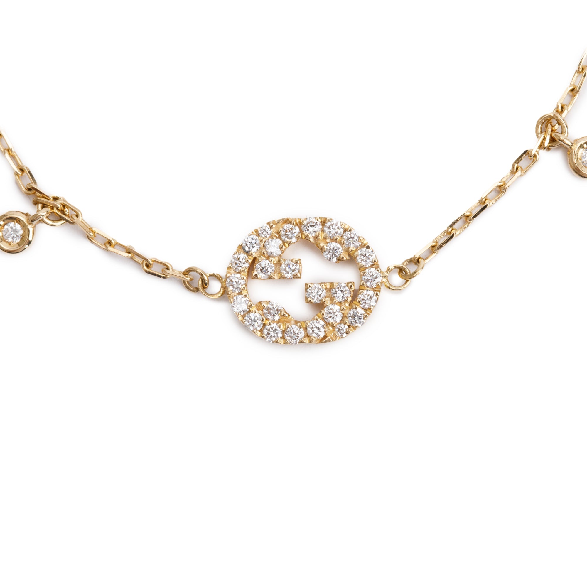 Gucci 18k Yellow Gold Diamond Interlocking G Bracelet