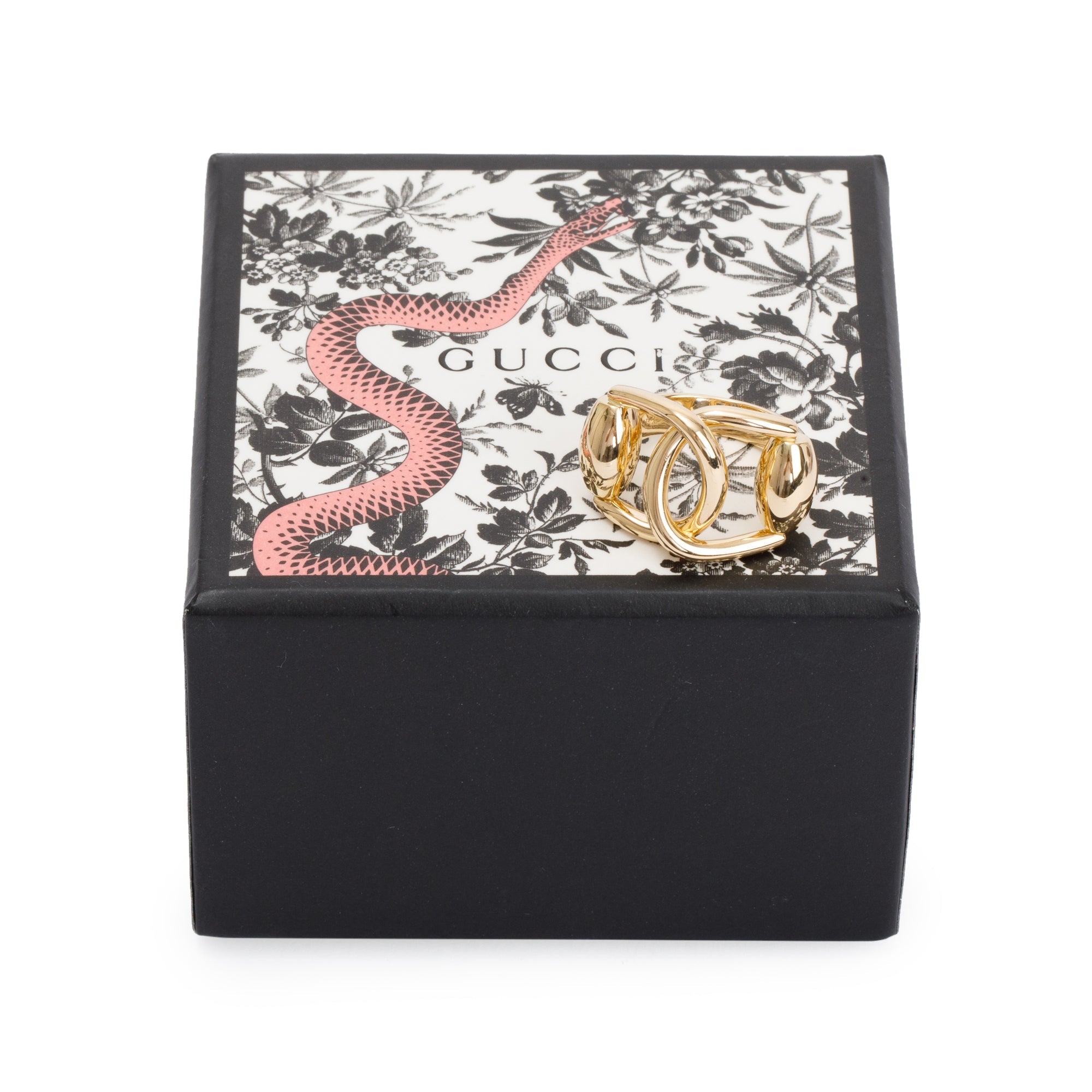 Gucci 18k Yellow Gold Double Horsebit Ring, Size 17 6.5 w/ Box