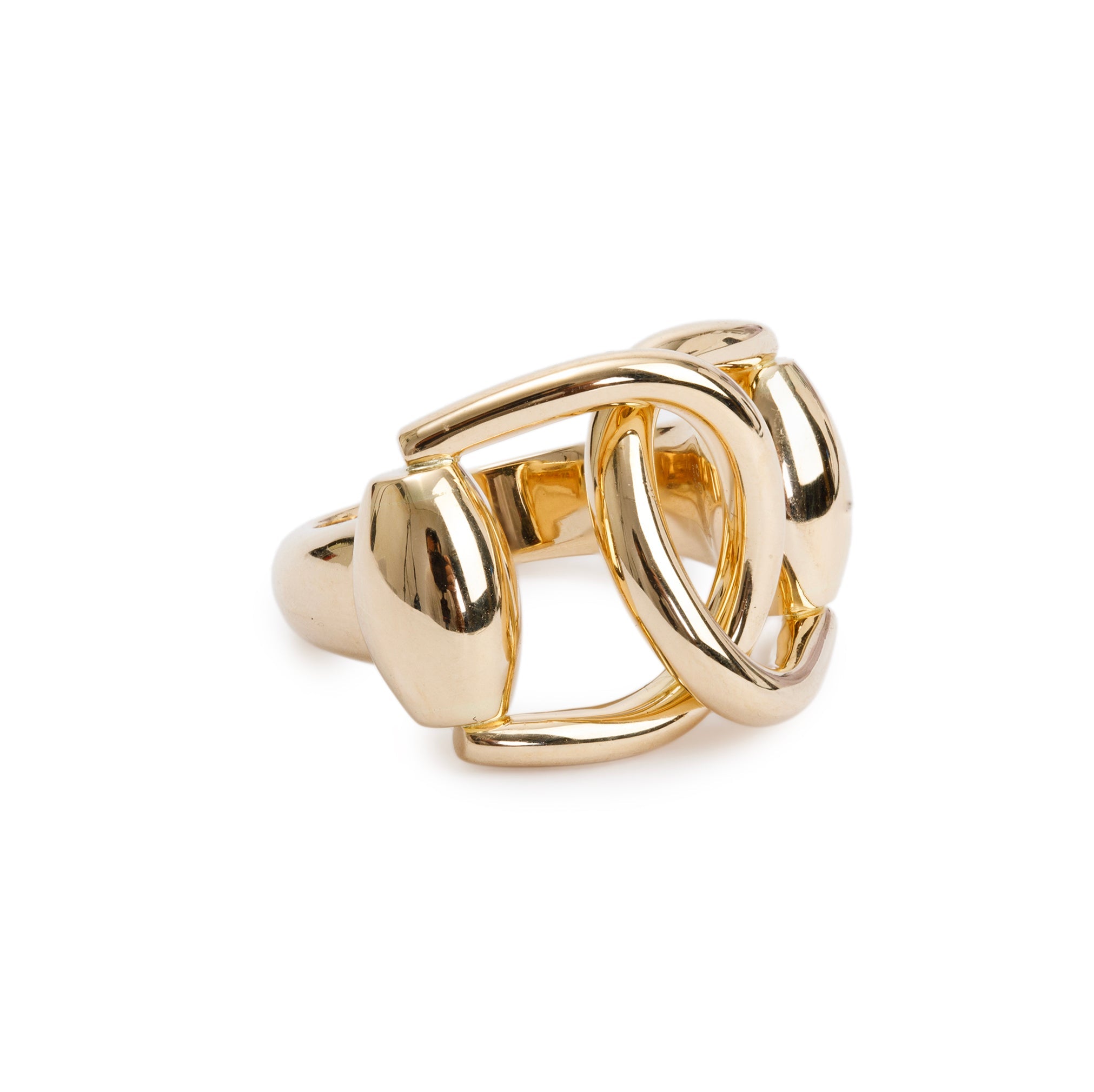 Gucci 18k Yellow Gold Double Horsebit Ring, Size 17 6.5 w/ Box