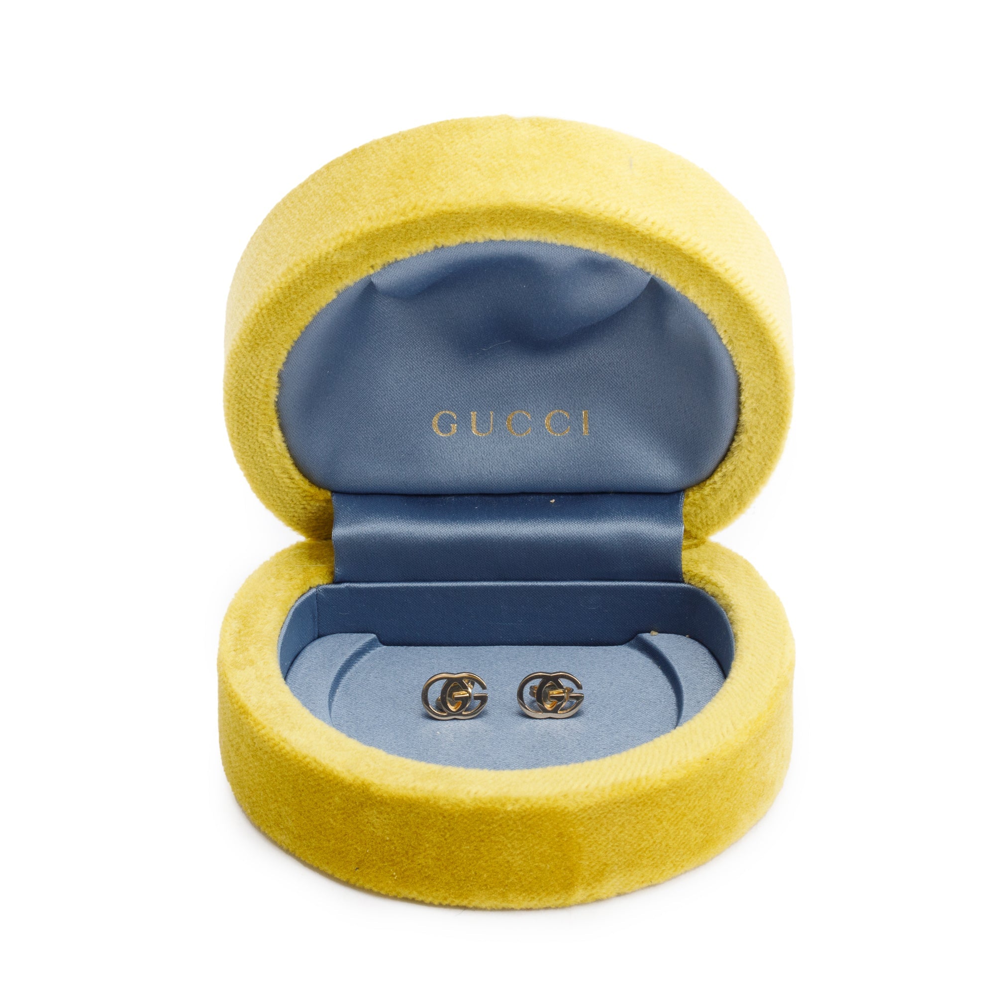 Gucci 18k Yellow Gold GG Running Stud Earrings w/ Box
