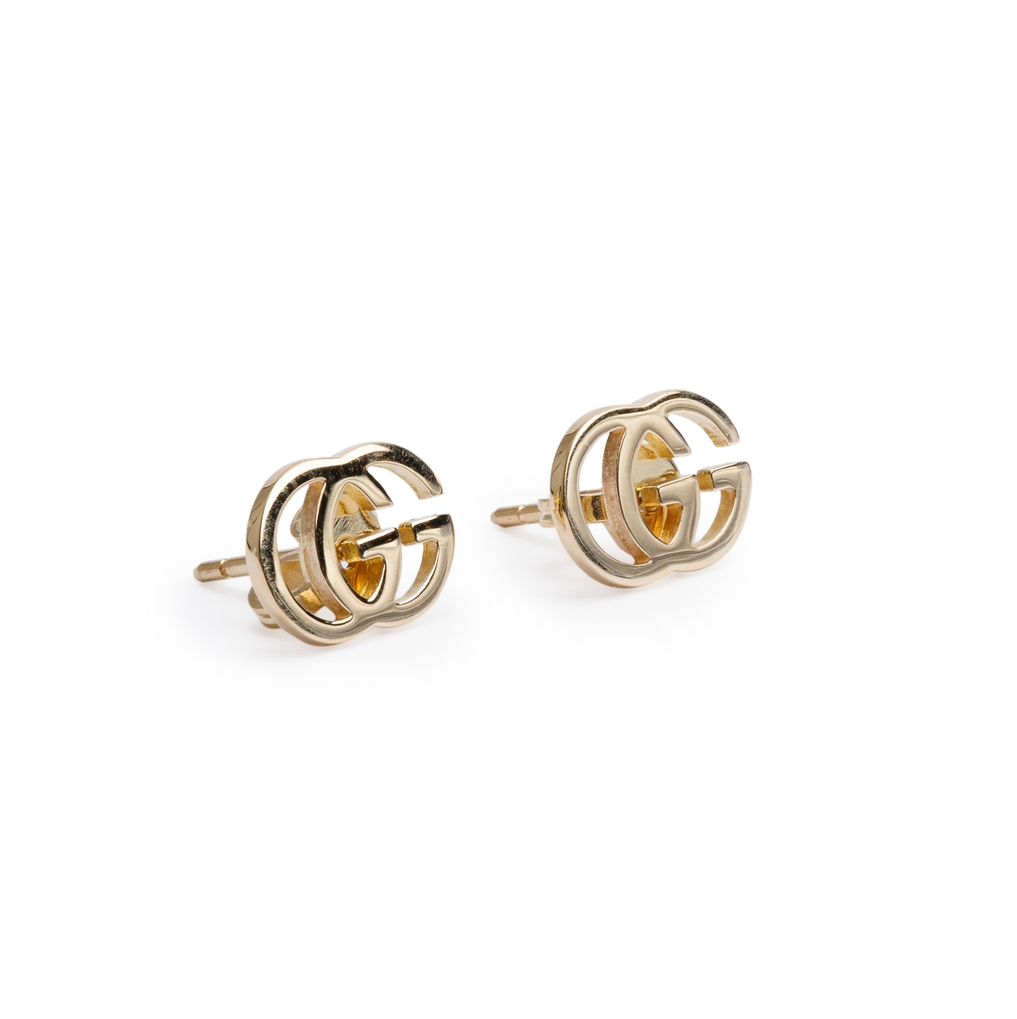 Gucci 18k Yellow Gold GG Running Stud Earrings w/ Box