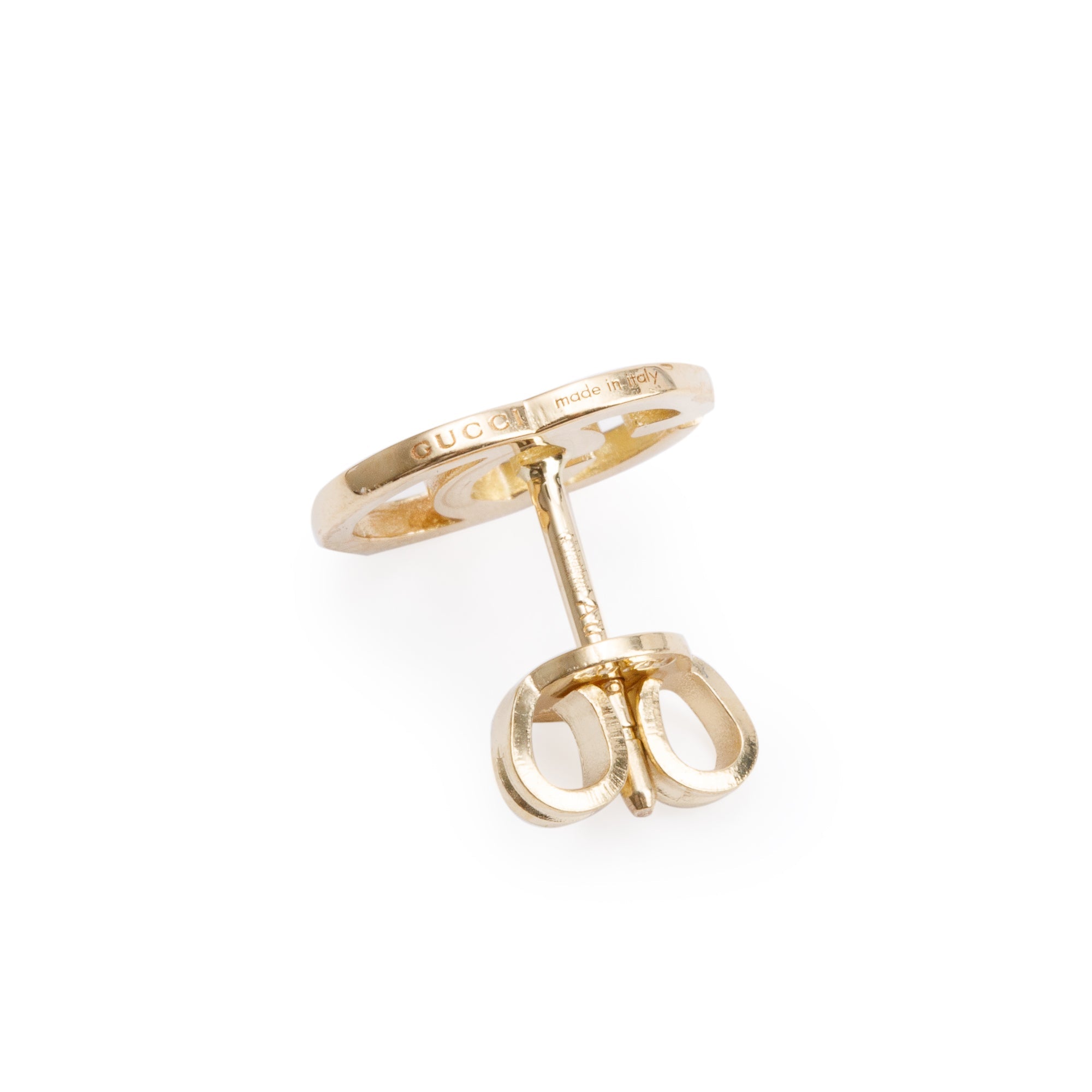 Gucci 18k Yellow Gold GG Running Stud Earrings w/ Box