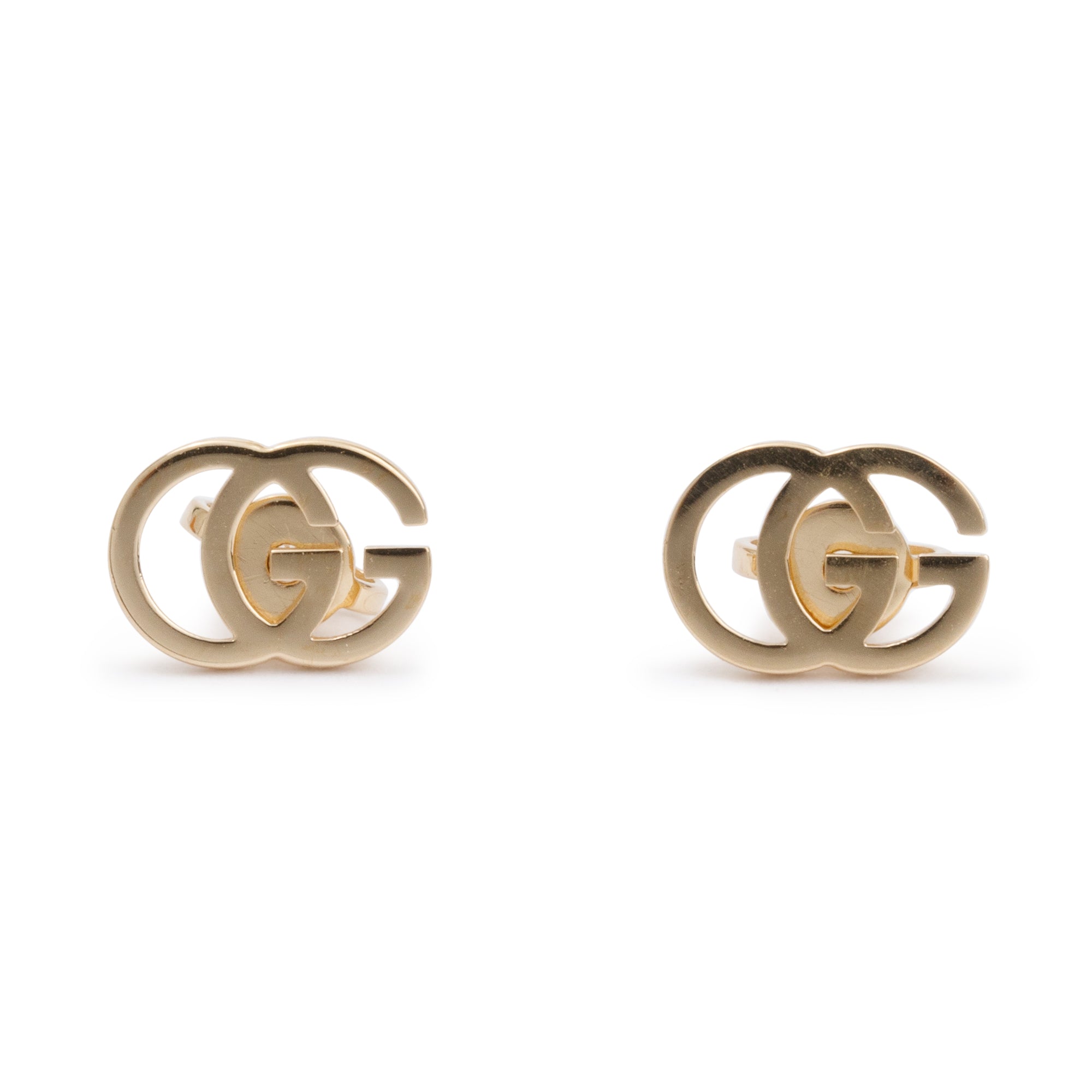 Gucci 18k Yellow Gold GG Running Stud Earrings w/ Box