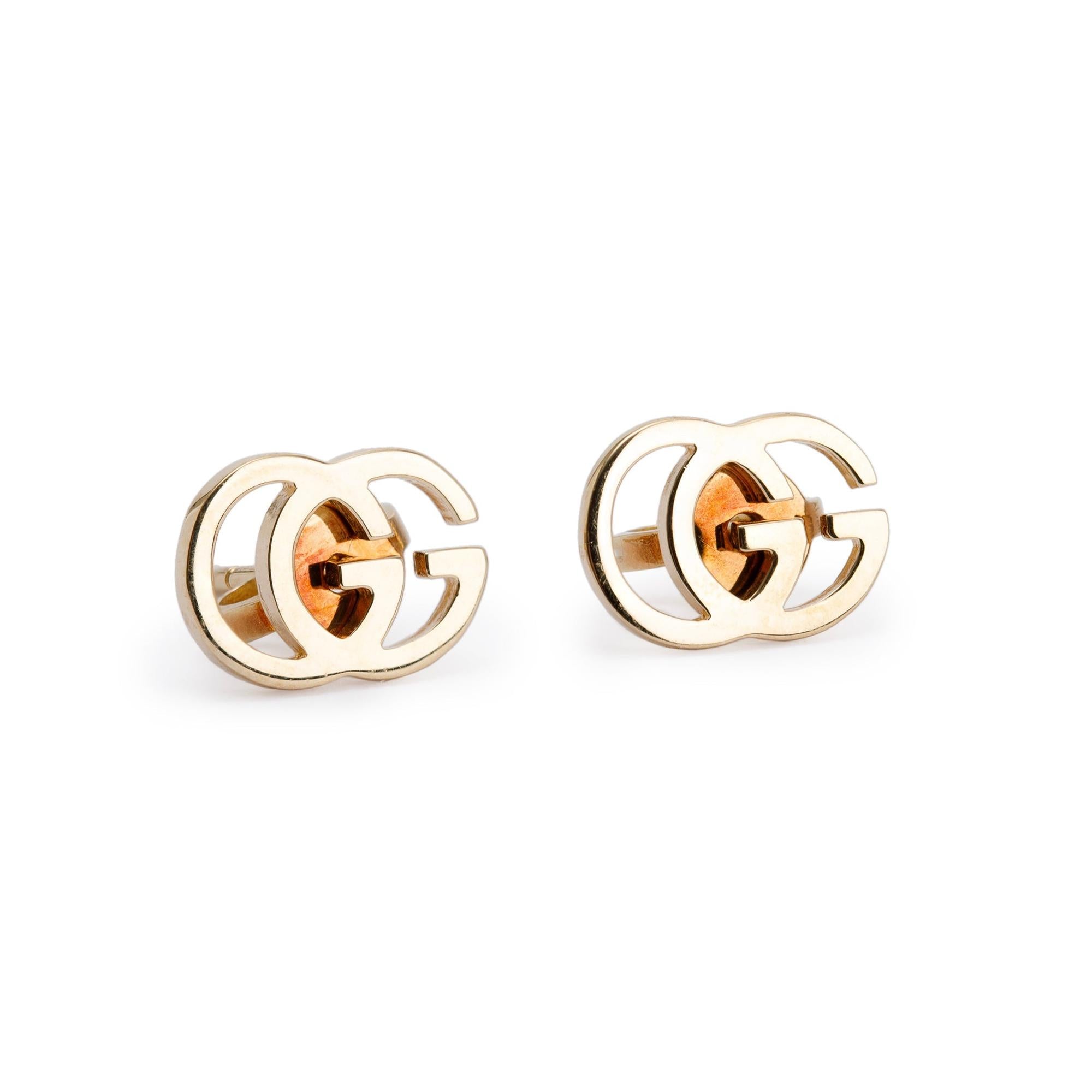 Gucci 18k Yellow Gold GG Running Stud Earrings