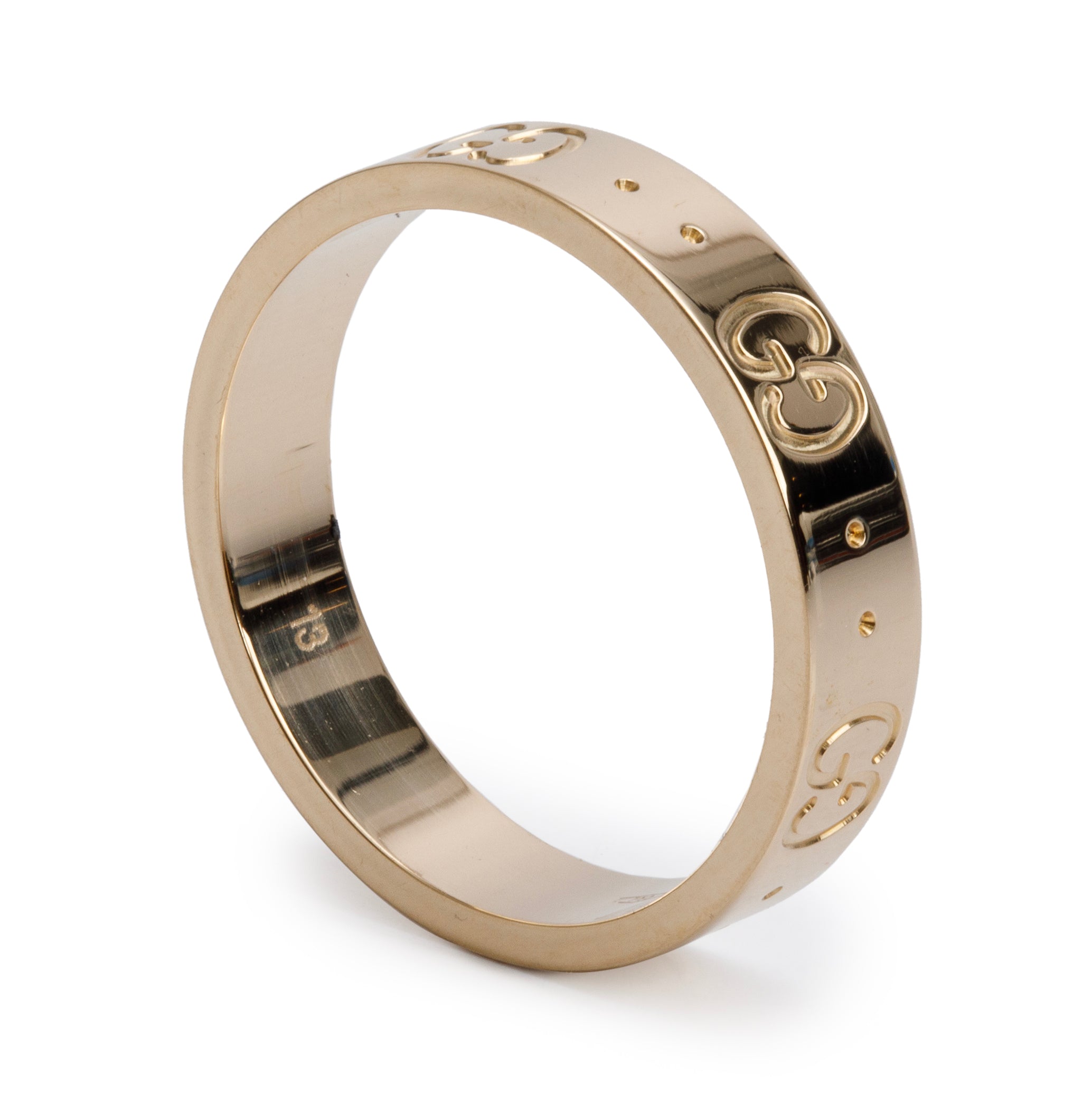 Gucci 18k Yellow Gold Icon 4 MM Thin Band Ring, Size 13 6.5