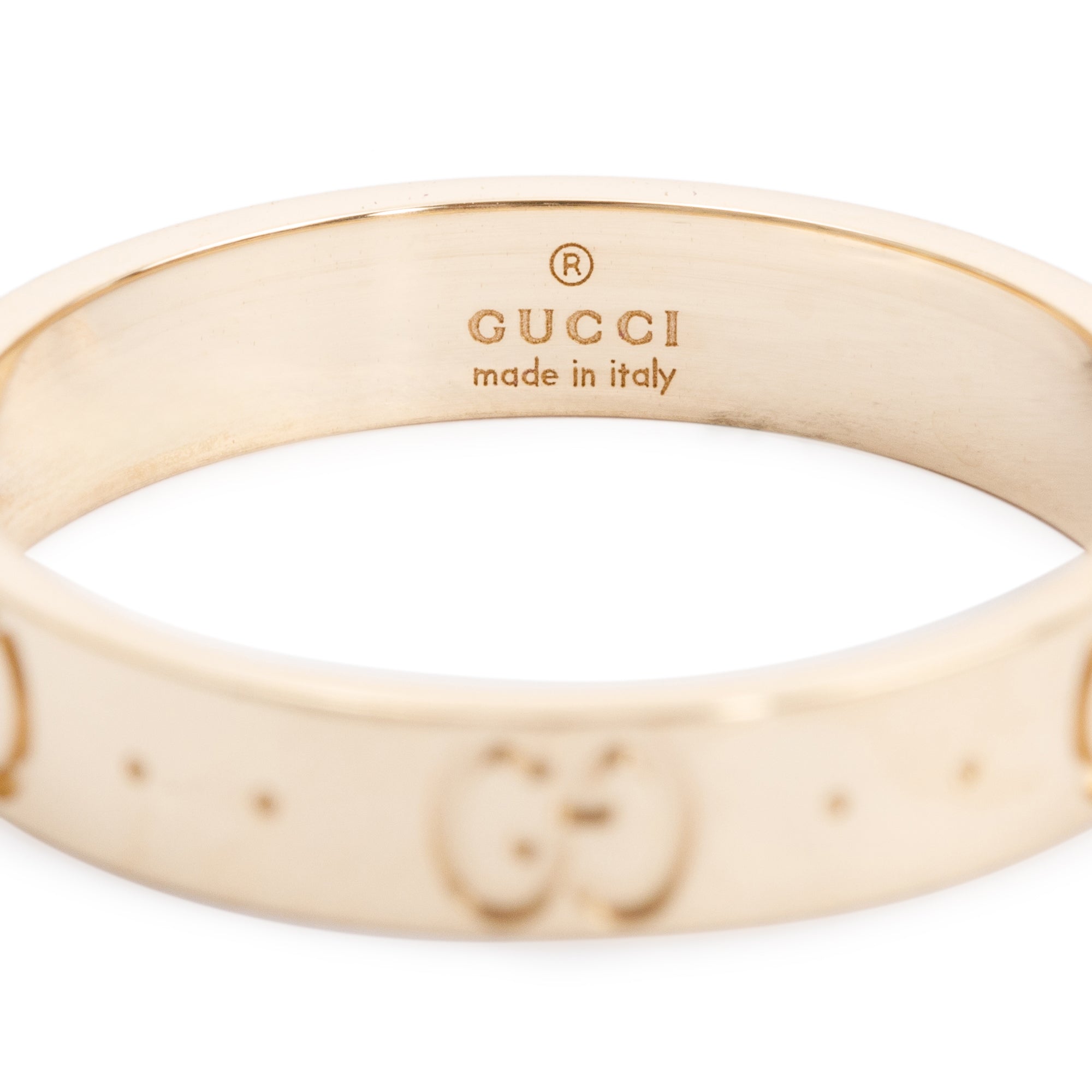 Gucci 18k Yellow Gold Icon 4 MM Thin Band Ring, Size 20 9.25 w/ Box