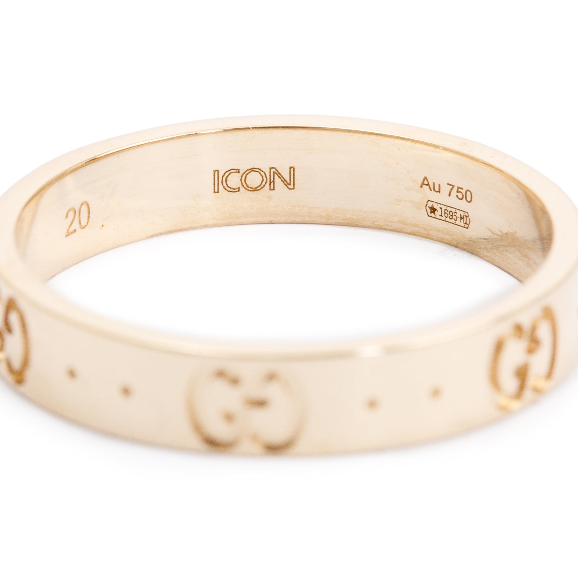 Gucci 18k Yellow Gold Icon 4 MM Thin Band Ring, Size 20 9.25 w/ Box