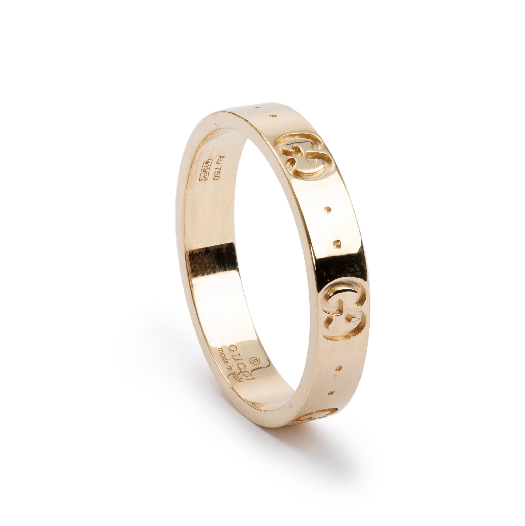 Gucci 18k Yellow Gold Icon 4 MM Thin Band Ring, Size 20 9.25 w/ Box