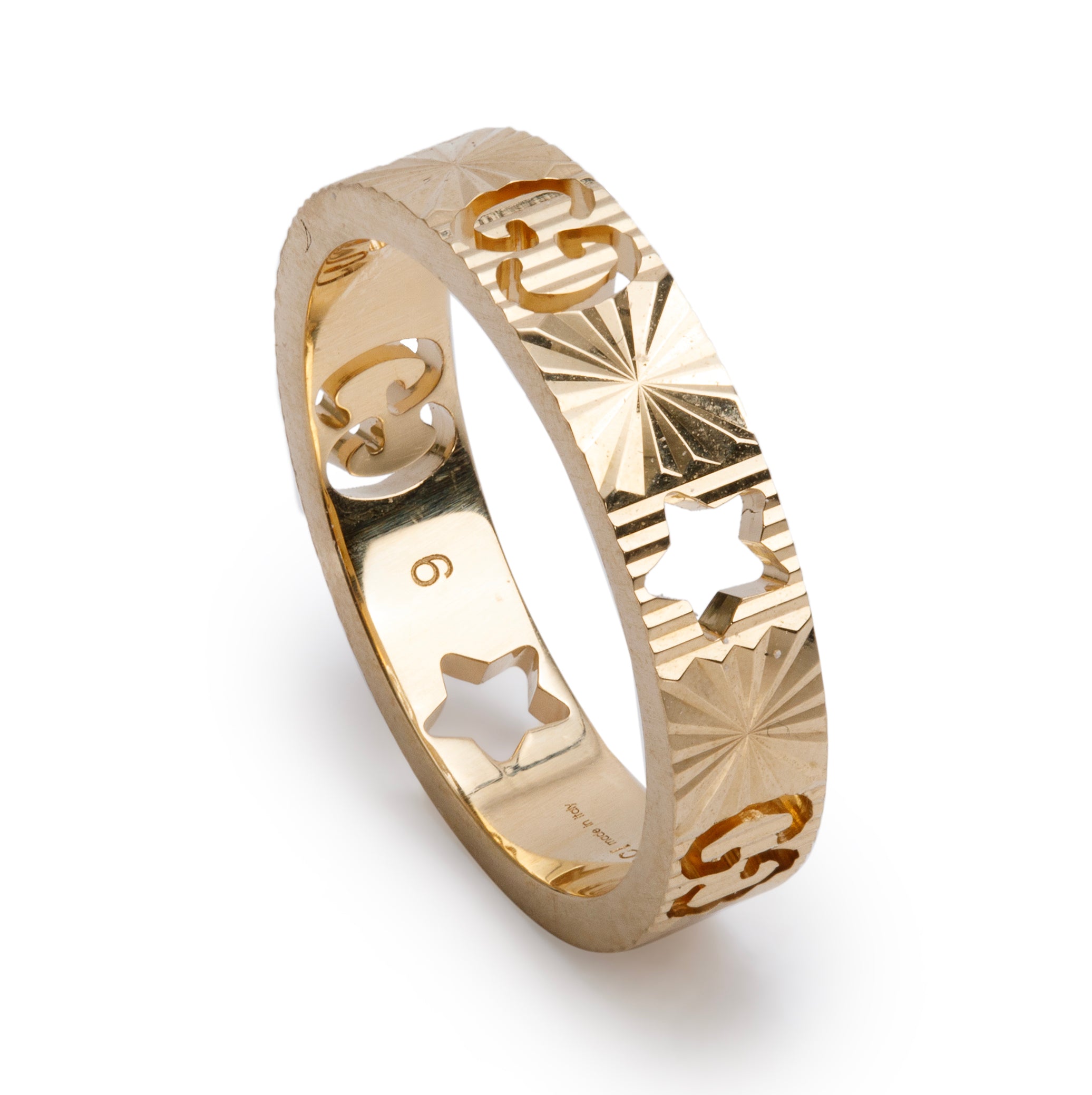 Gucci 18k Yellow Gold Icon Star Ring, Size 4.75