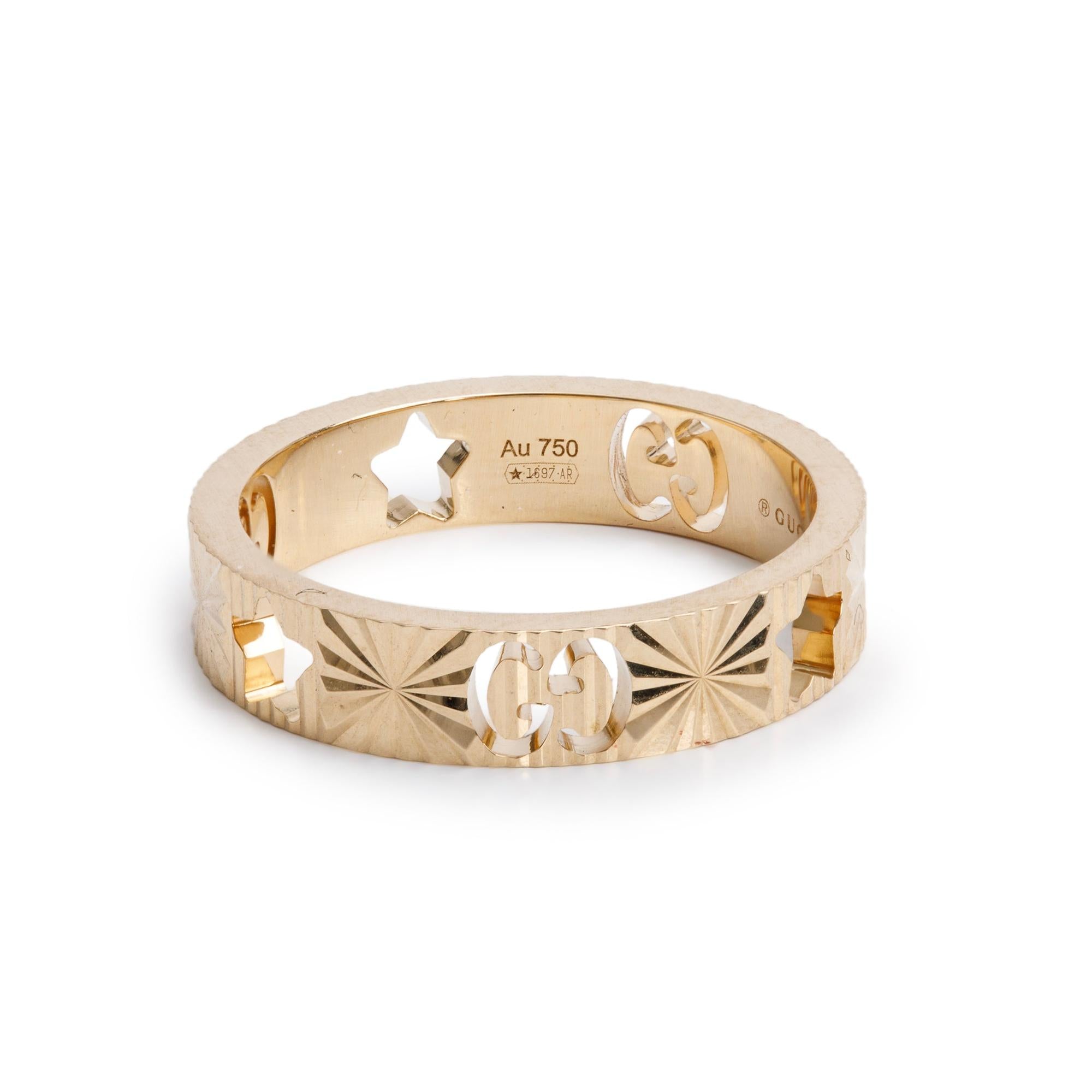 Gucci 18k Yellow Gold Icon Star Ring, Size 4.75