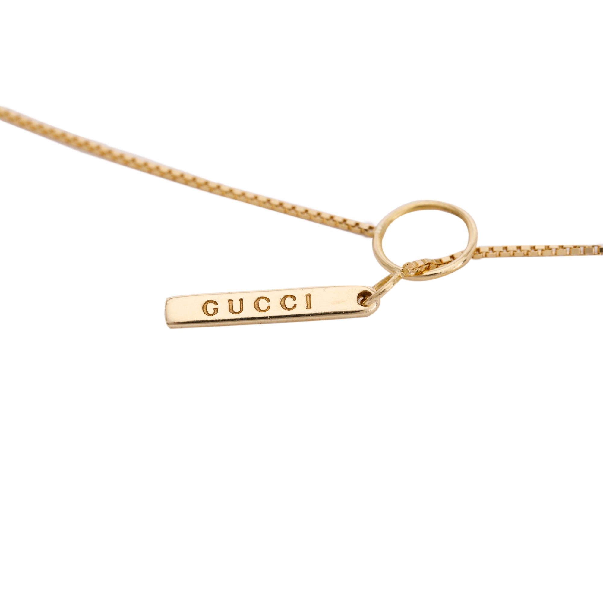 Gucci 18k Yellow Gold Logo Lariat Necklace