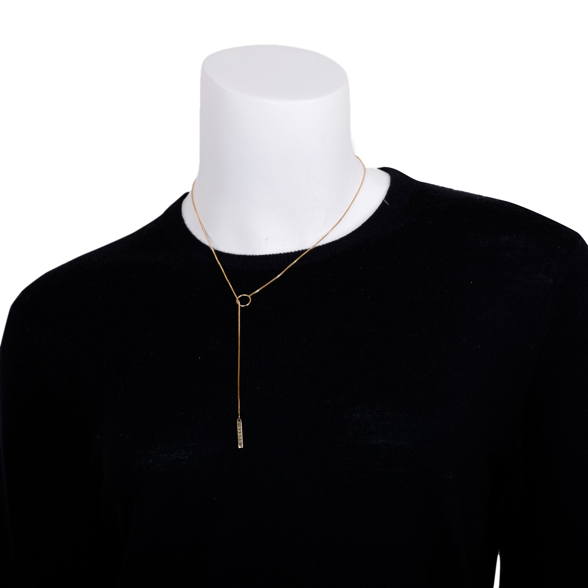 Gucci 18k Yellow Gold Logo Lariat Necklace