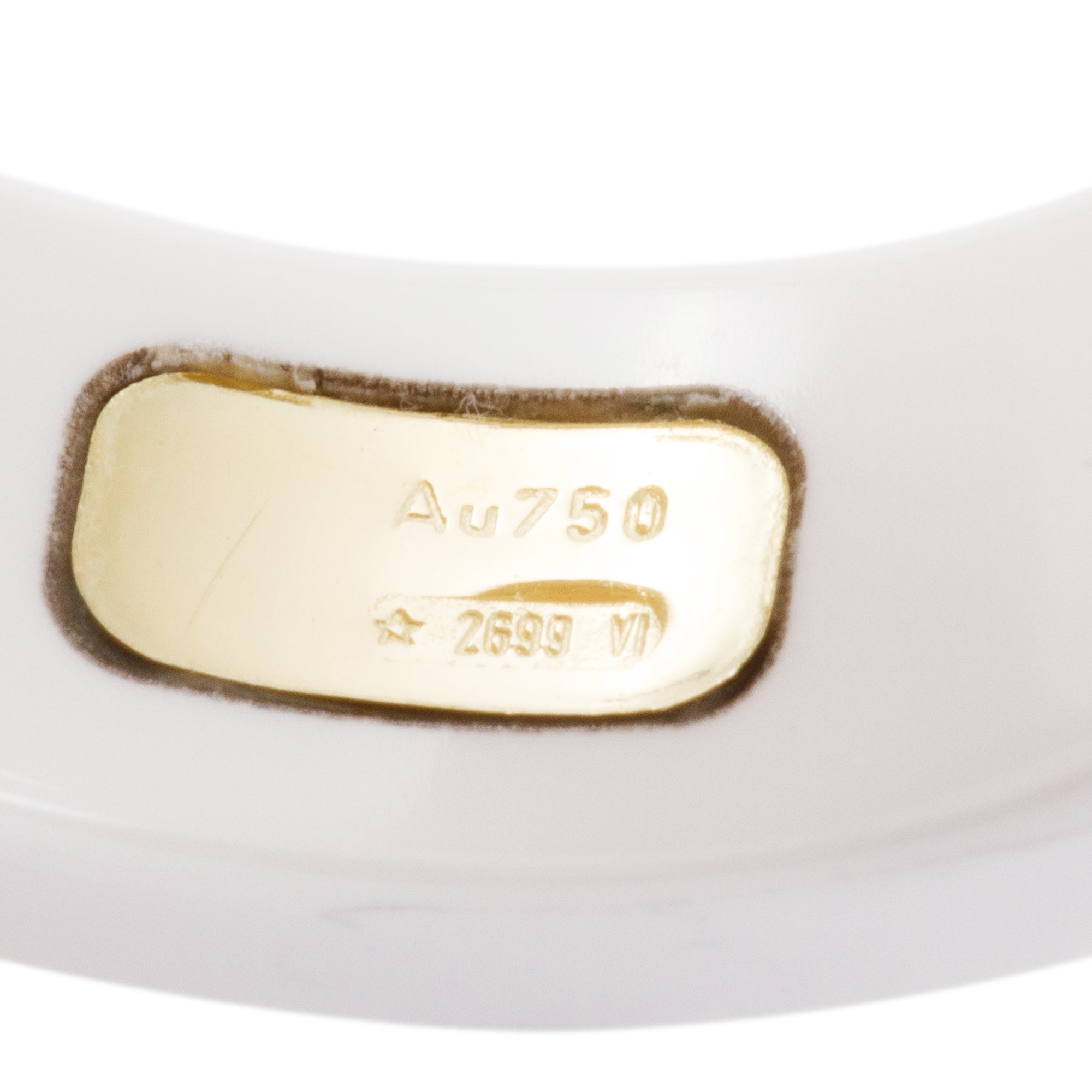 Gucci 18k Yellow Gold & White Zirconia Icon Ring, Size 15 7