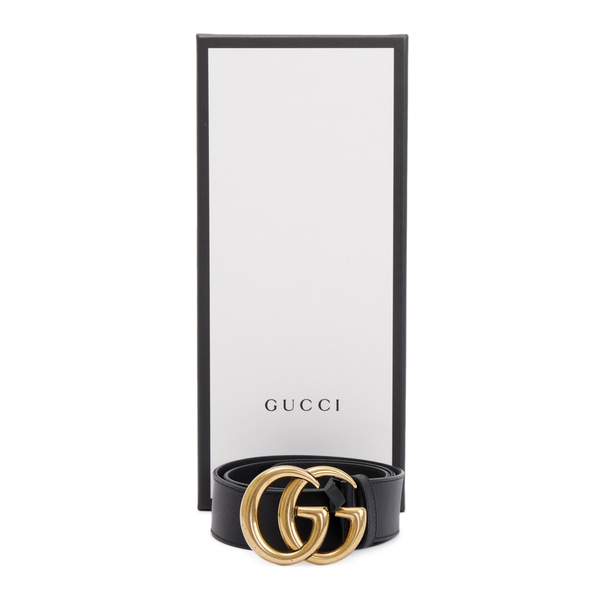 Gucci 2015 Re-Edition Black Wide Leather Belt 75 30 w/ Box