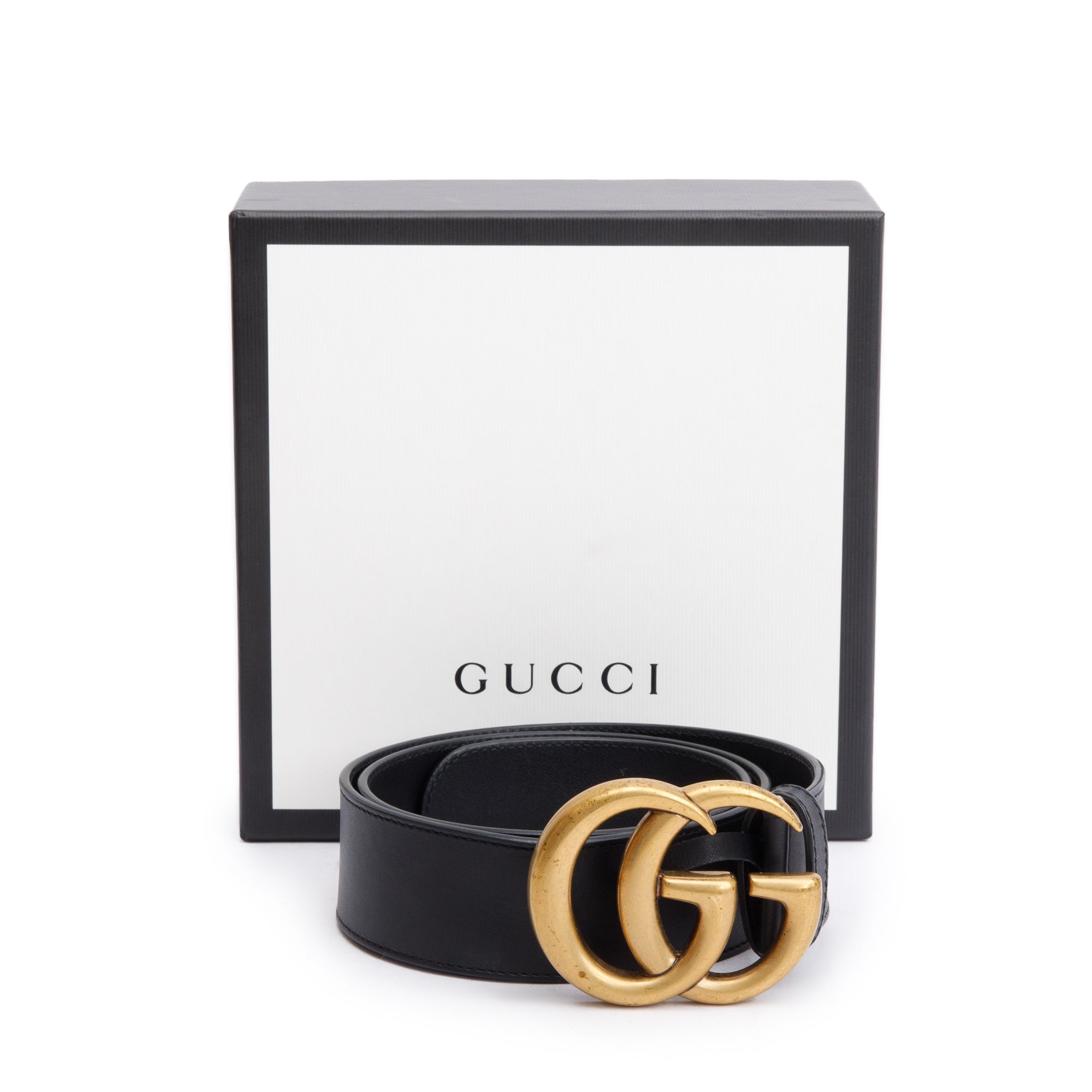 Gucci 2015 Re-Edition Black Wide Leather Belt 75 30 w/ Box