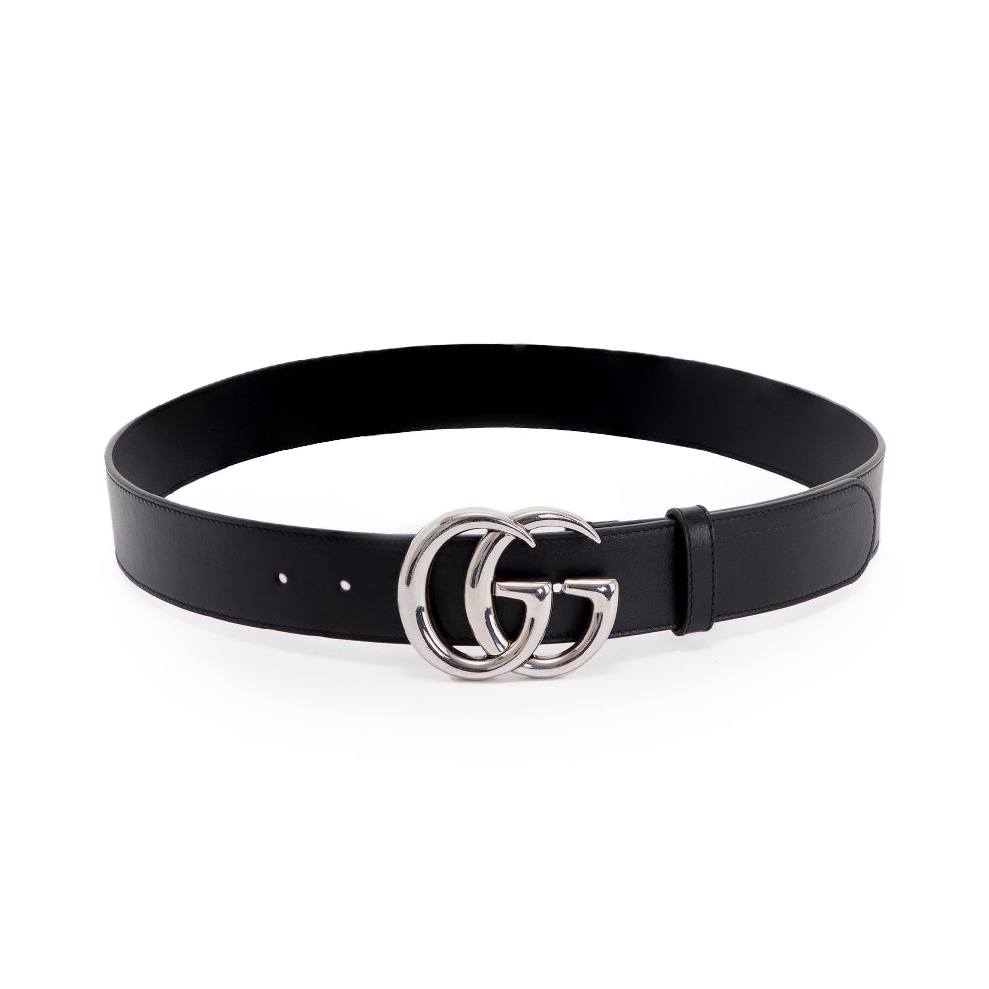 Gucci 2015 Re-edition Wide Leather Belt with Double G Buckle
