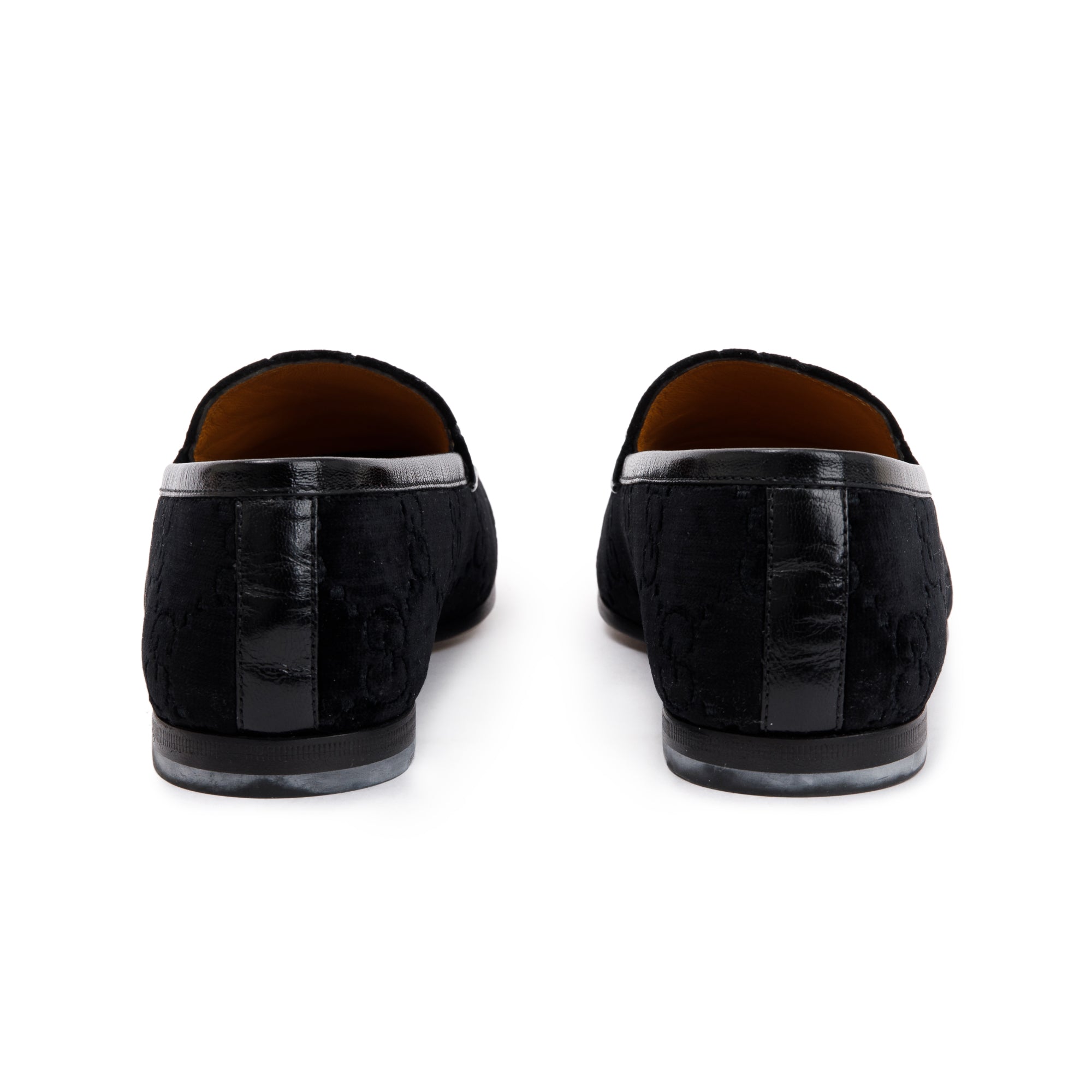 Gucci 2020 Black GG Velvet Jordaan Horsebit Accent Loafers, Size 6.5 w/ Box & Receipt