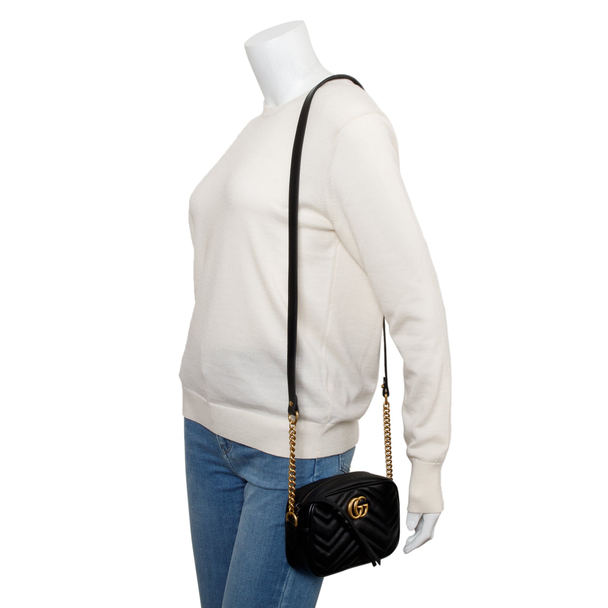 Gucci 2021 Black GG Marmont Matelasse Mini Shoulder Bag w/ Box & Receipt