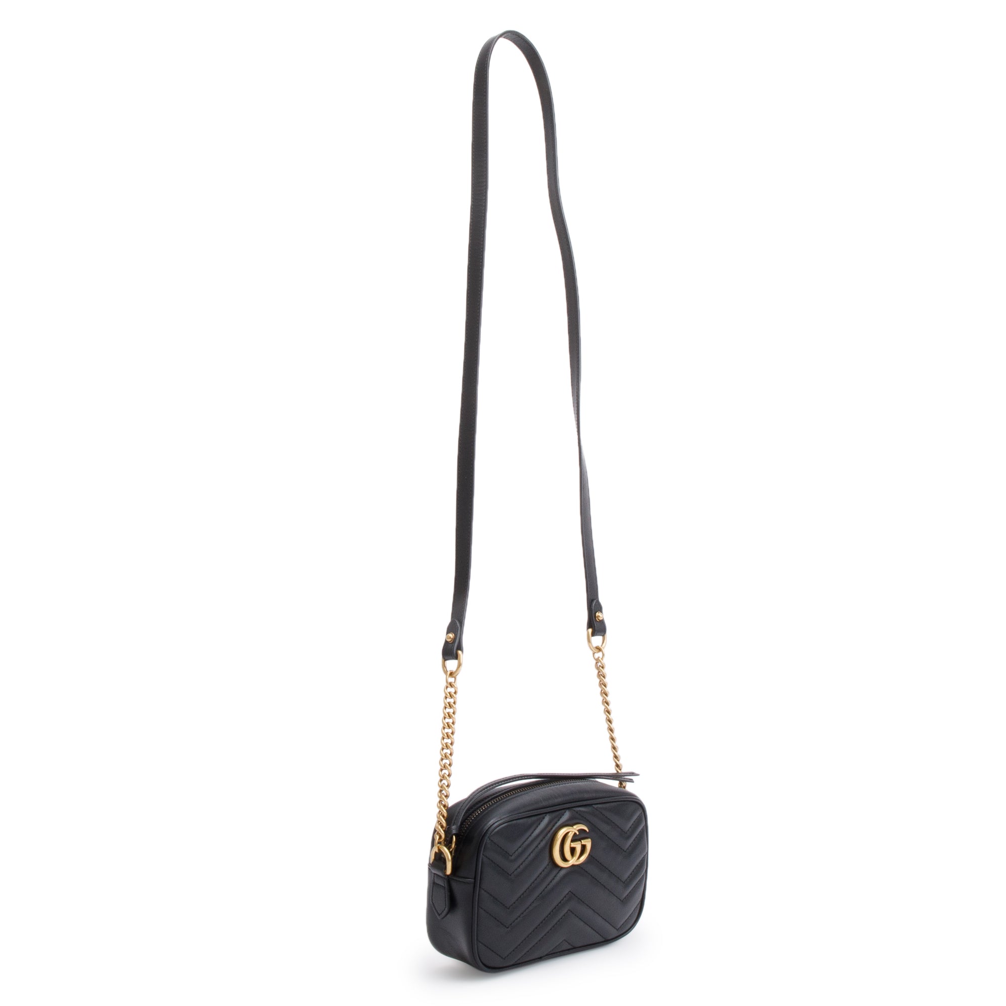 Gucci 2021 Black GG Marmont Matelasse Mini Shoulder Bag w/ Box & Receipt