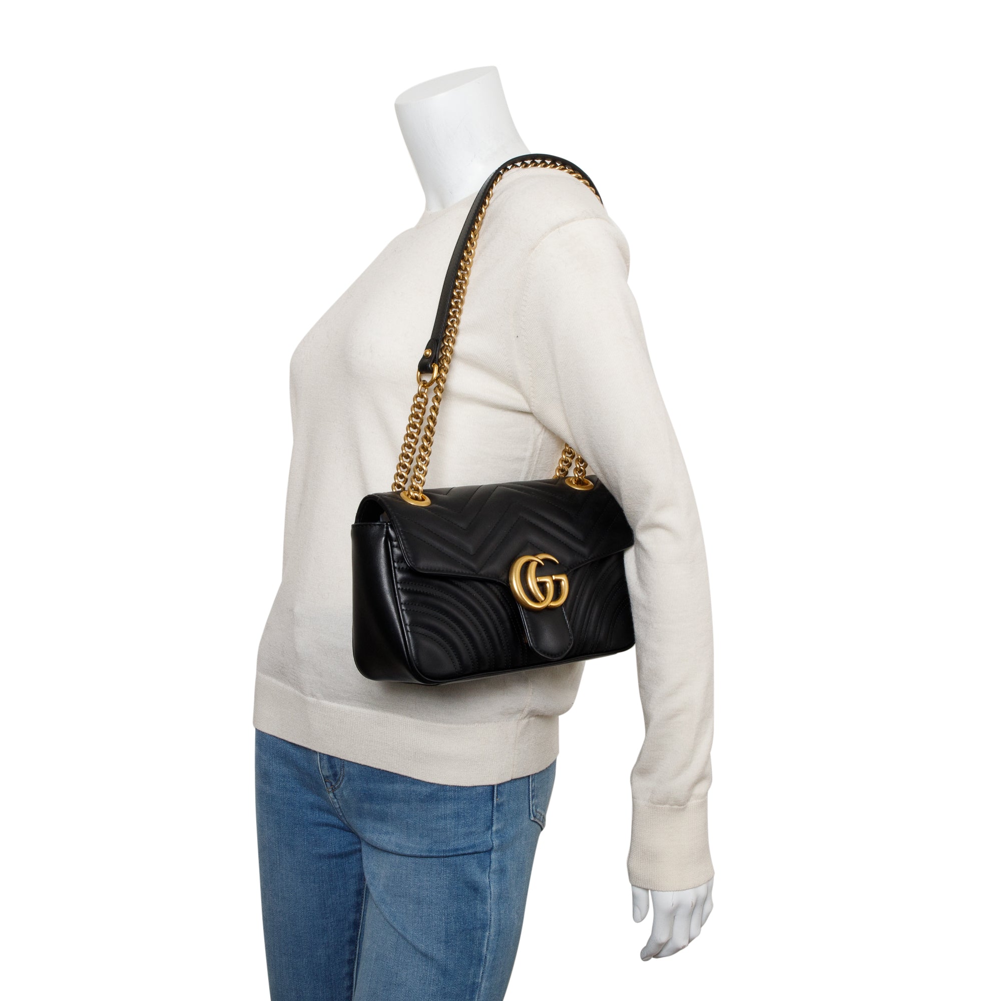 Gucci 2021 Black GG Marmont Matelasse Small Shoulder Bag w/ Box & Receipt
