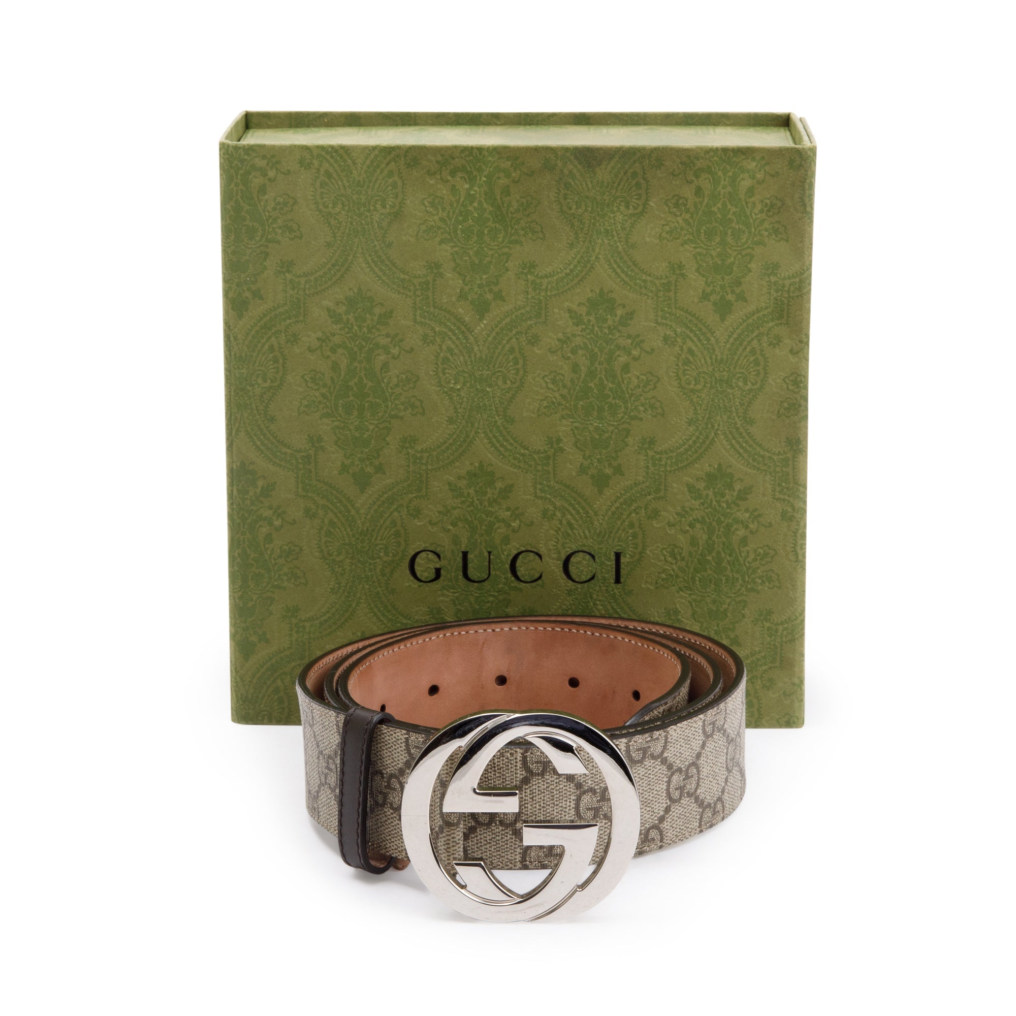 Gucci 2022 GG Supreme Belt with G Buckle w/ Box & Receipt